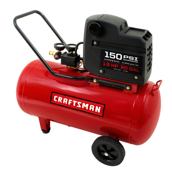 Craftsman 16914 20 Gallon 1 5 Hp Oil Free Portable Horizontal