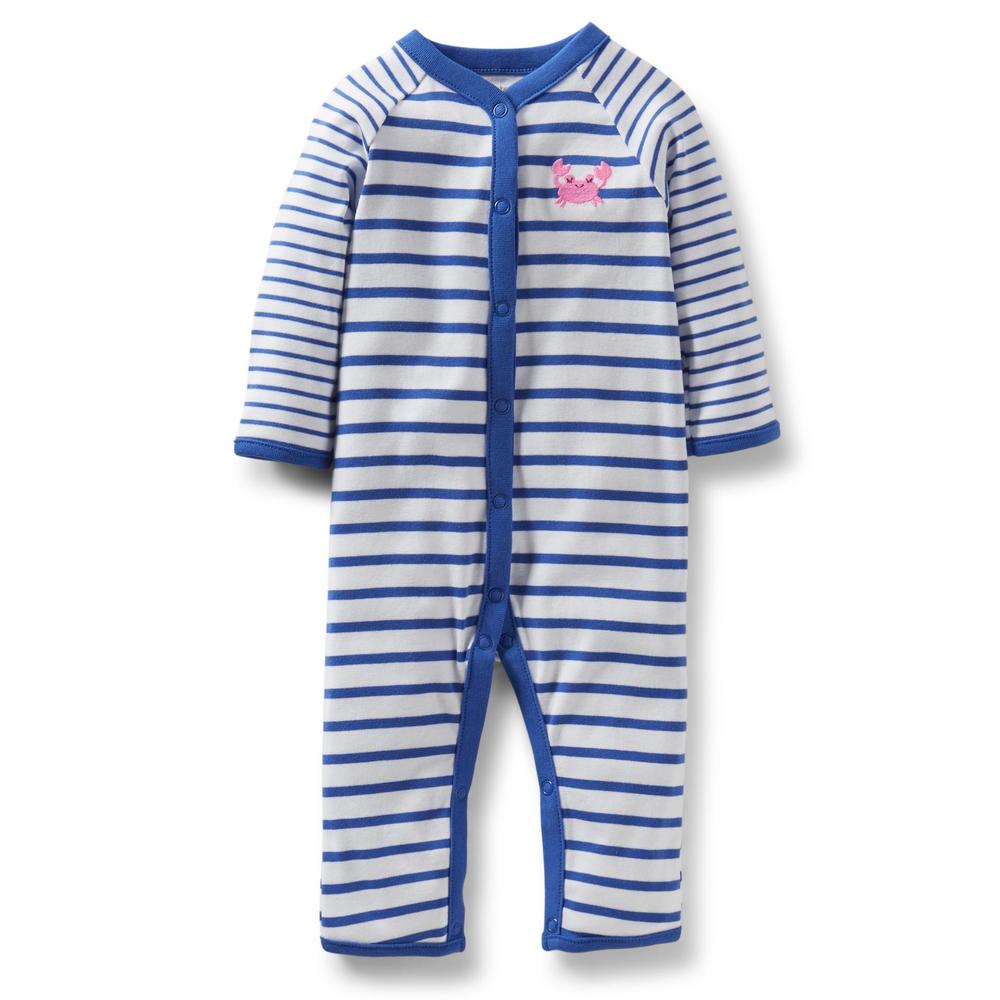 Carter's Newborn Girl's Striped Sleeper Pajamas - Crab