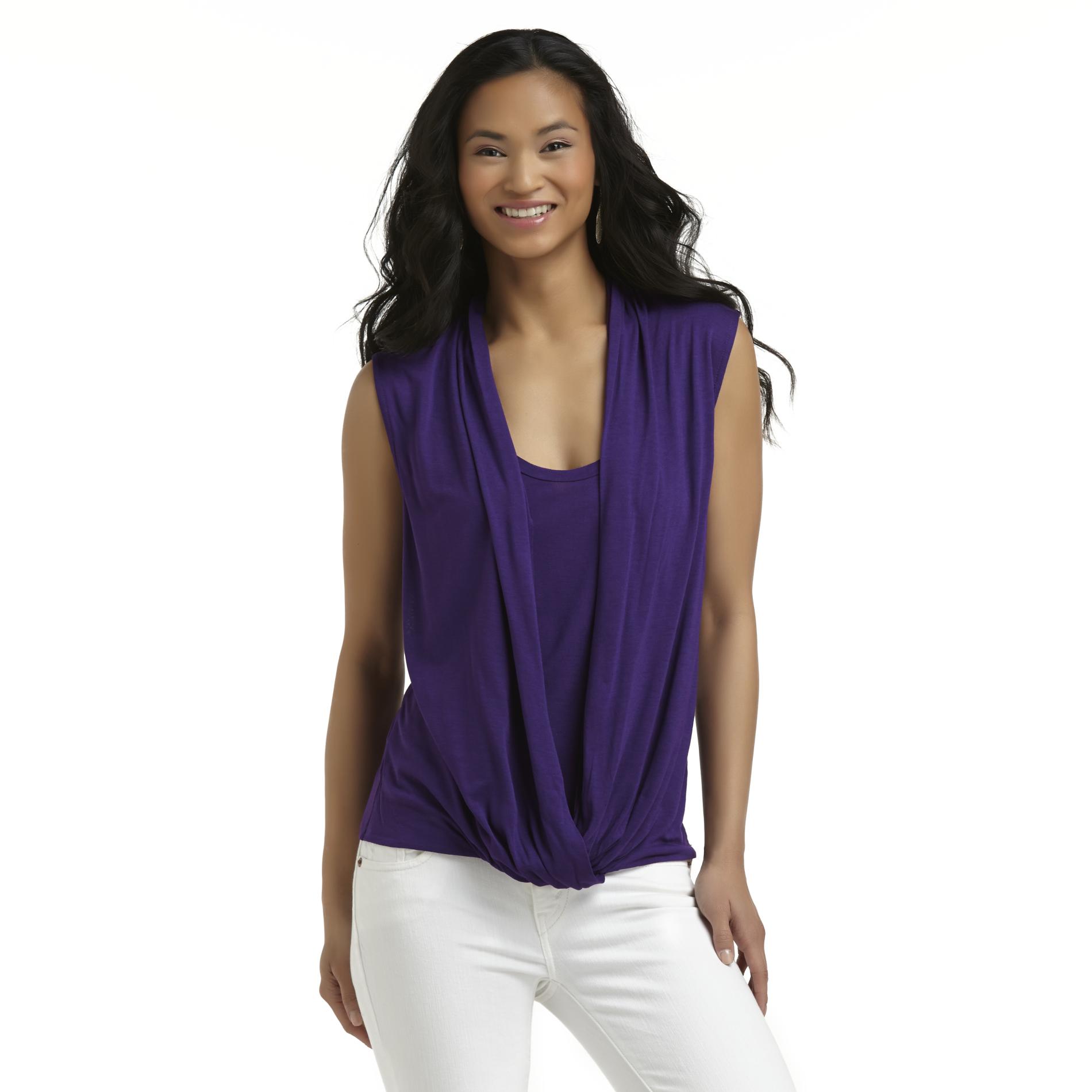 Attention Women's Sleeveless Wrap Front Top