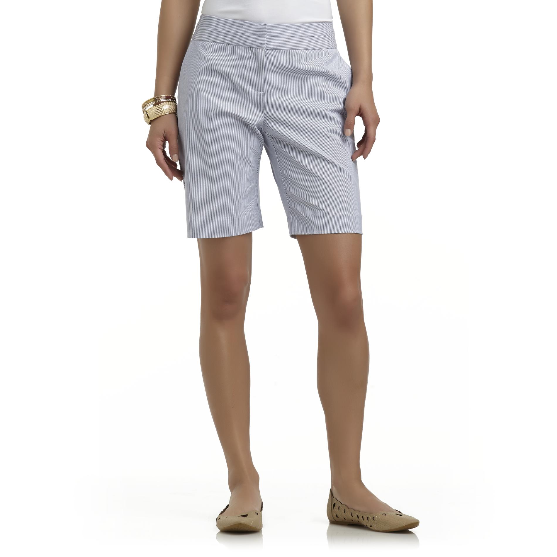 Attention Women's Contemporary-Fit Trouser Shorts - Seersucker
