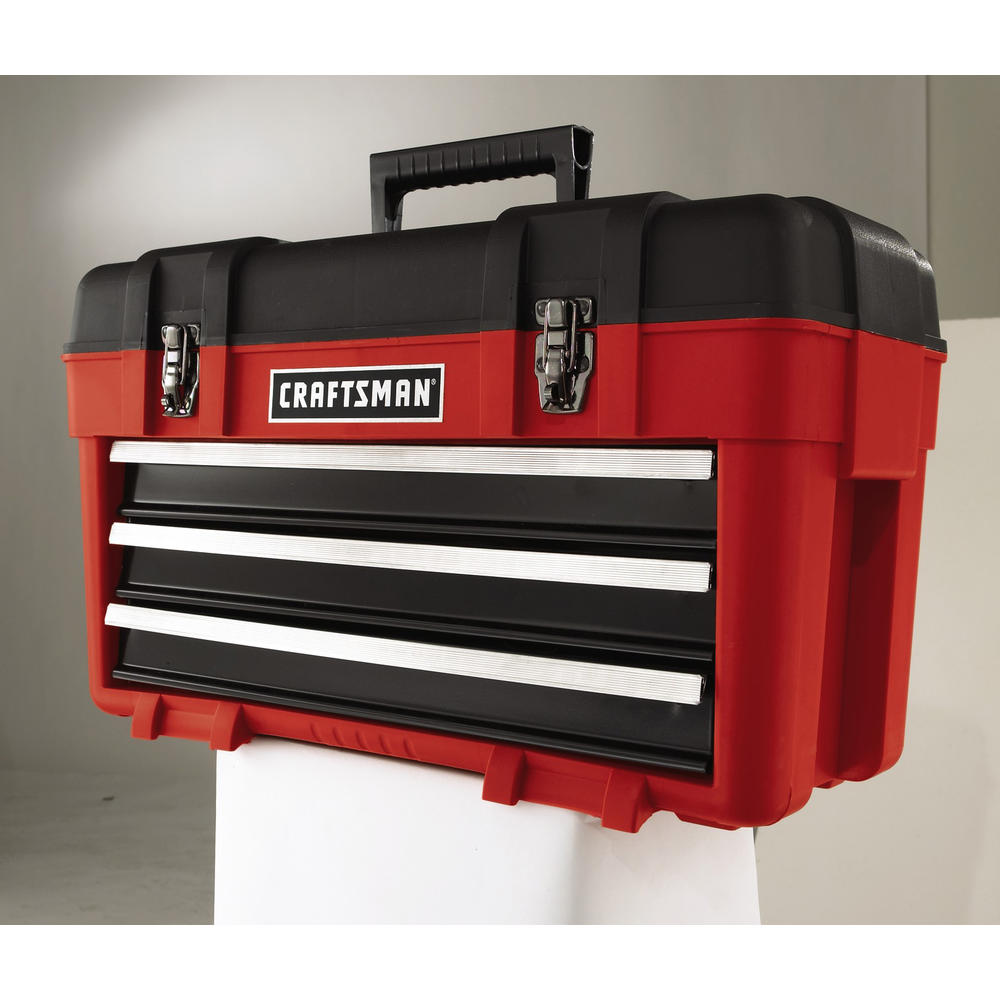 Craftsman 3-Drawer Plastic/Metal Portable Chest - Red/Black