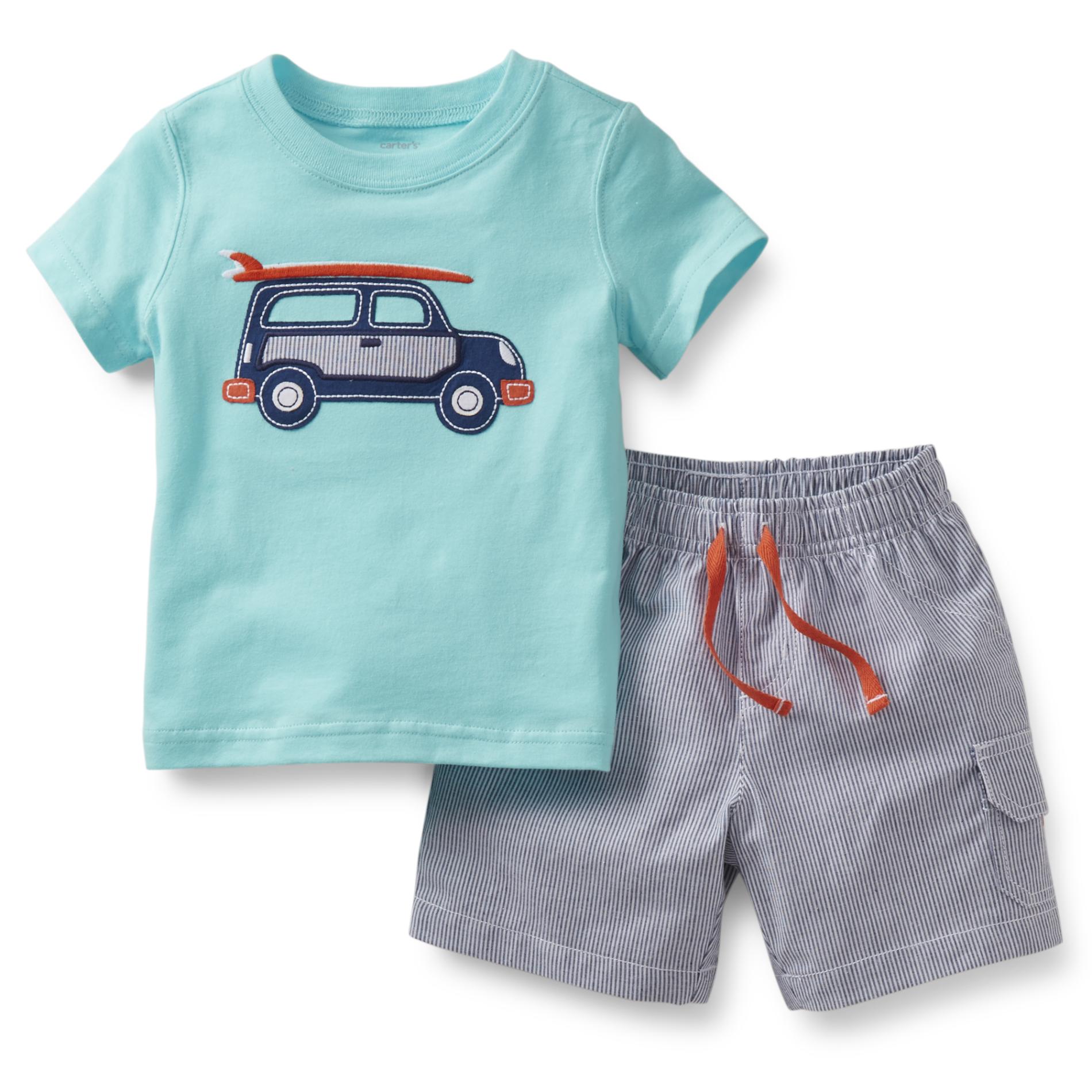 Carter's Newborn & Infant Boy's T-Shirt & Cargo Shorts - Surfer Wagon