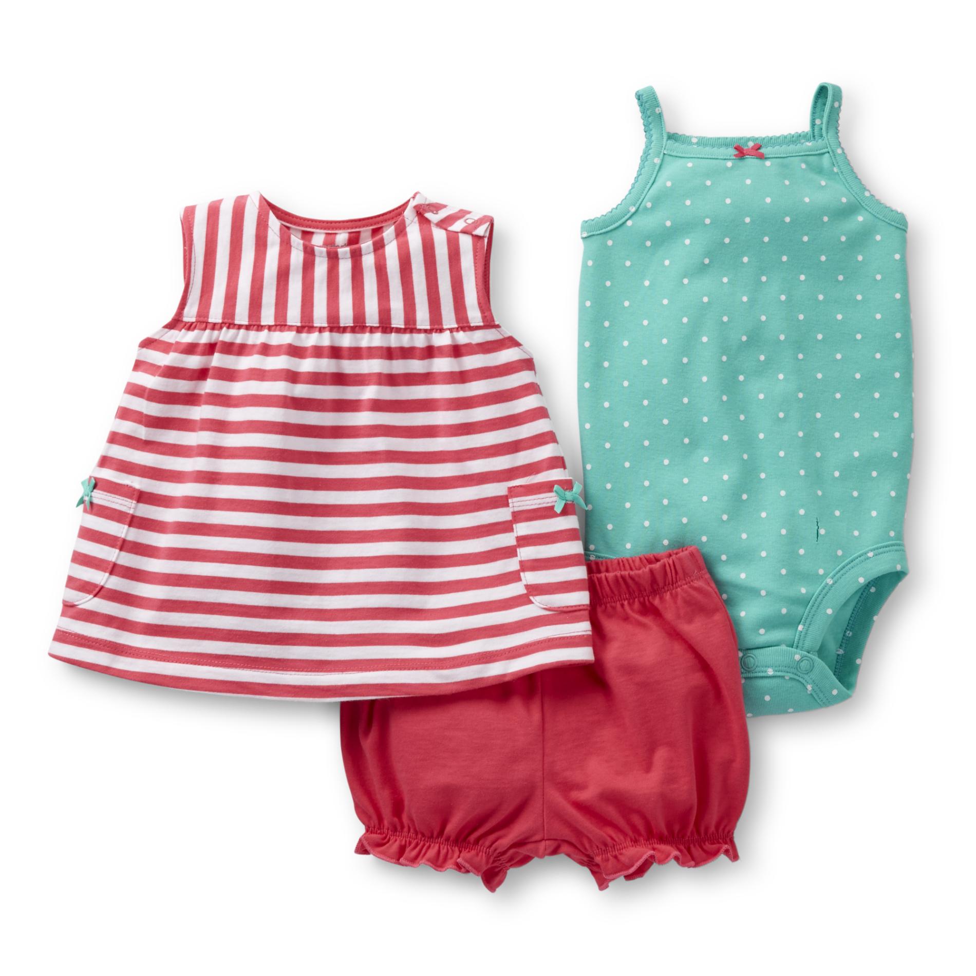Carter's Newborn & Infant Girl's Dress  Bodysuit & Diaper Cover - Striped
