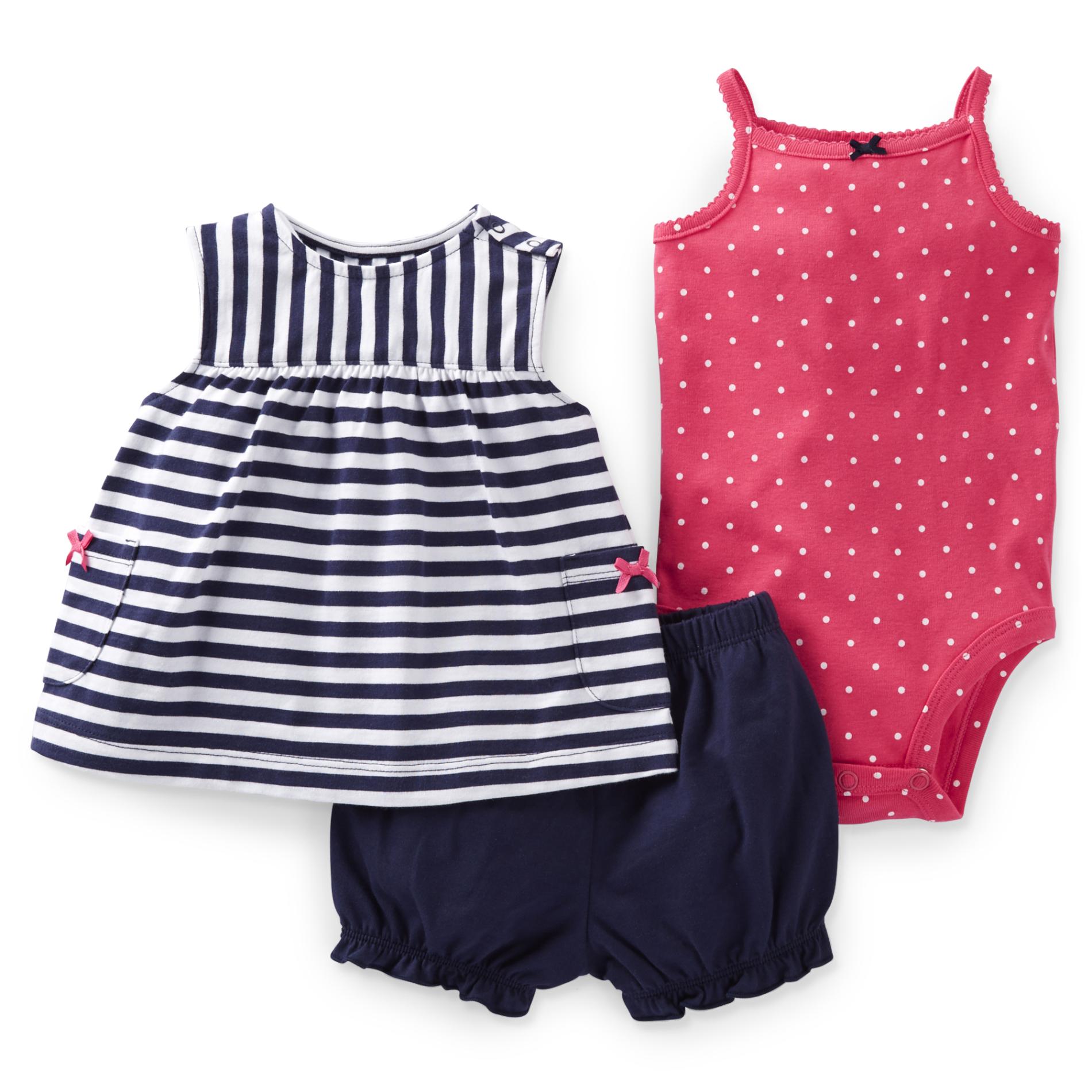 Carter's Newborn & Infant Girl's Dress  Bodysuit & Diaper Cover - Striped