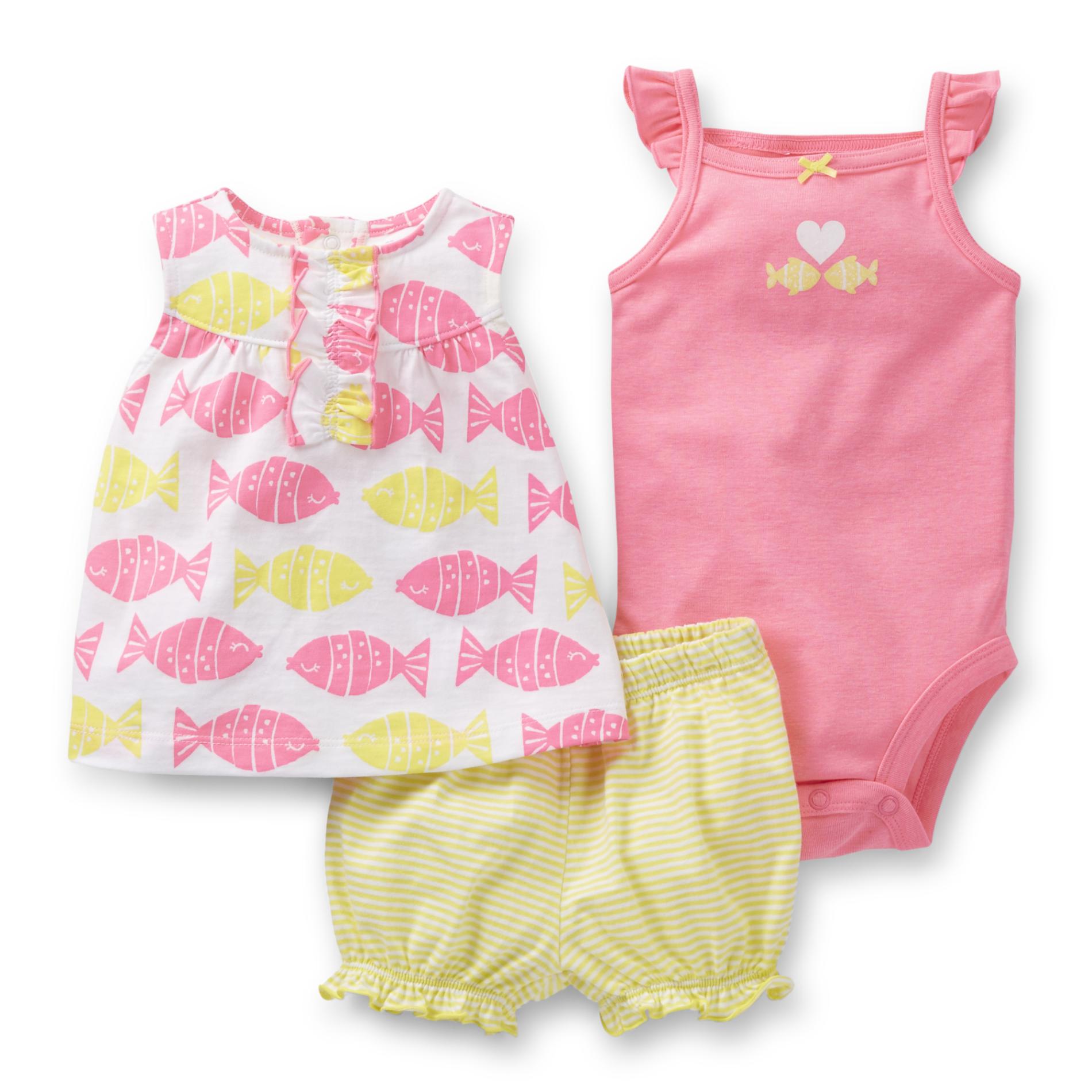 Carter's Newborn & Infant Girl's Dress  Bodysuit & Diaper Cover - Fish Print
