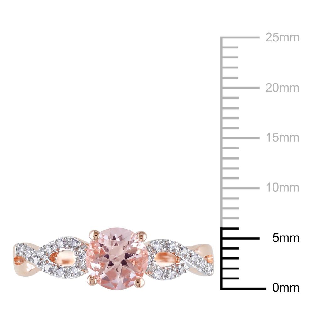 0.10 Cttw. 0.80 ct T.G.W 10k Rose Gold Morganite and Diamond Accent Cross-Over Ring (G-H  I1-I2)