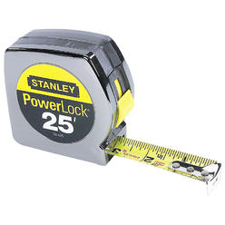Stanley Powerlock Ii Power Return Rule, 1" X 25Ft, Chrome/Yellow