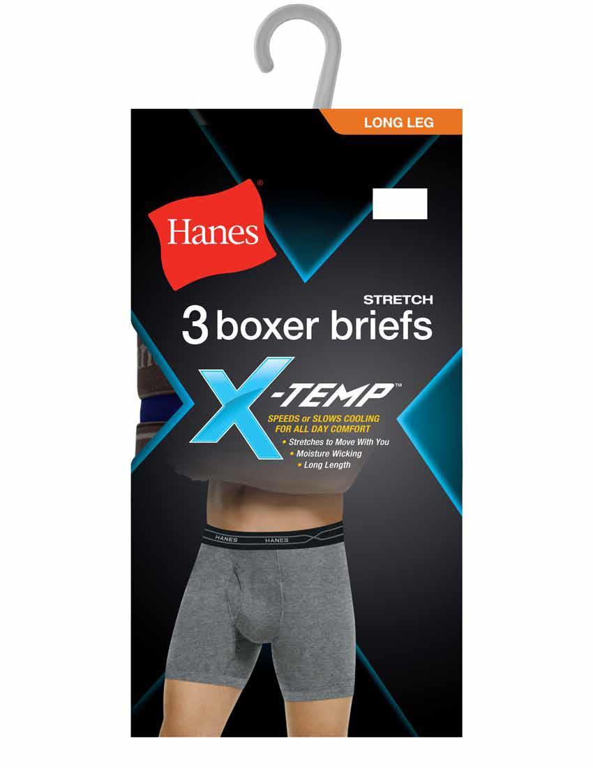 Hanes Men's 3Pack XTemp Boxer Briefs Long Leg