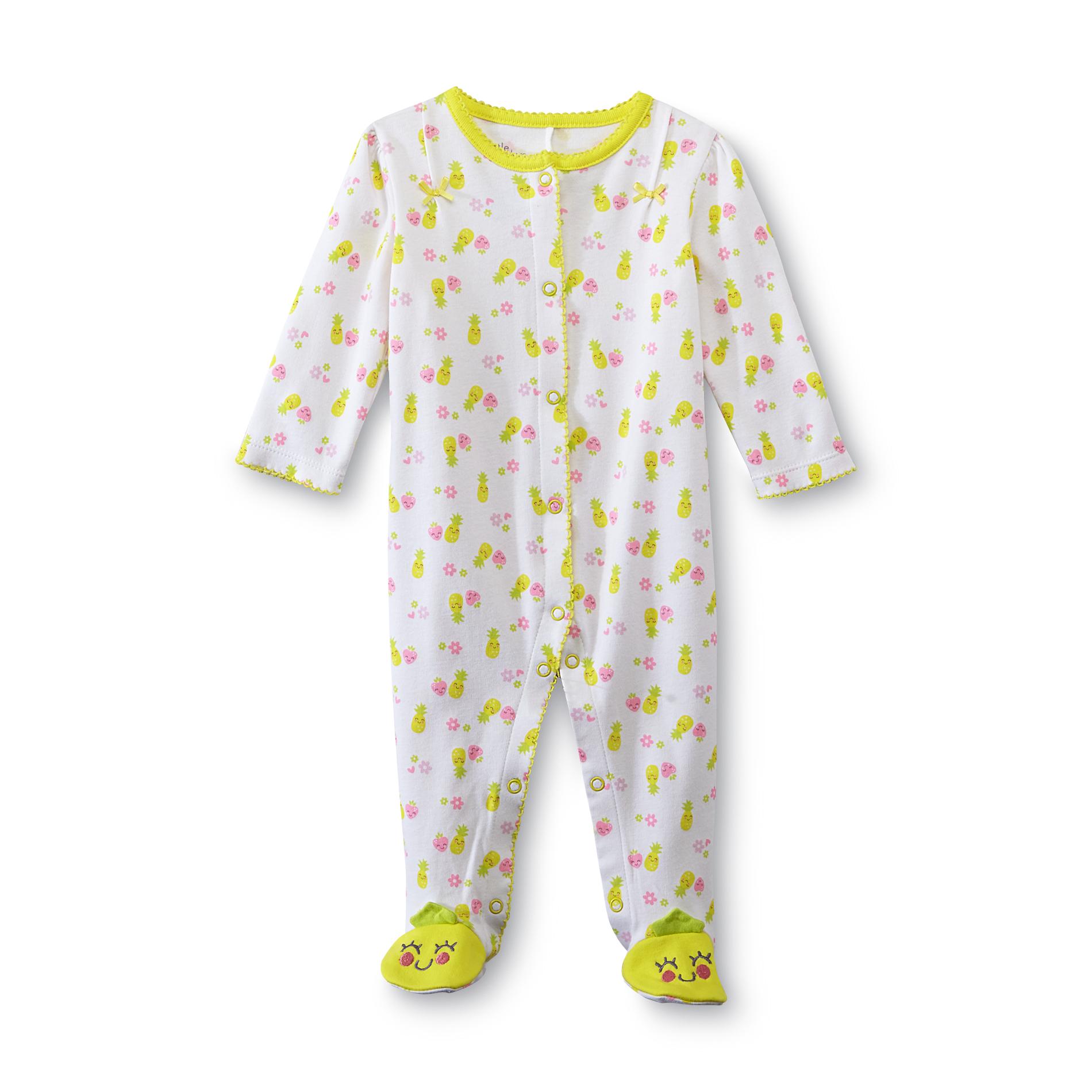 Little Wonders Newborn Girl's Footed Sleeper Pajamas - Happy Fruit