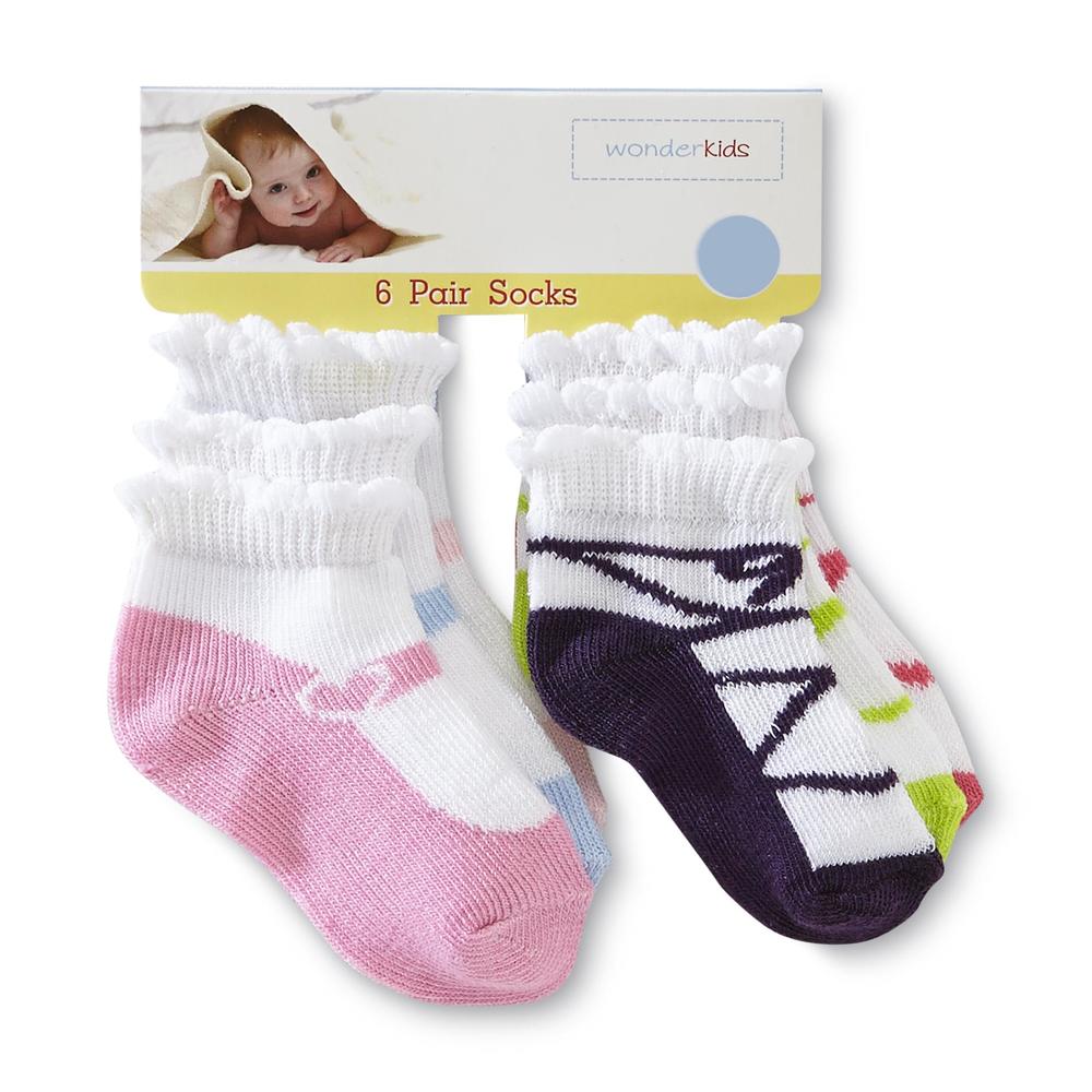 WonderKids Toddler Girl's 6-Pairs Low-Cut Socks - Ballerina