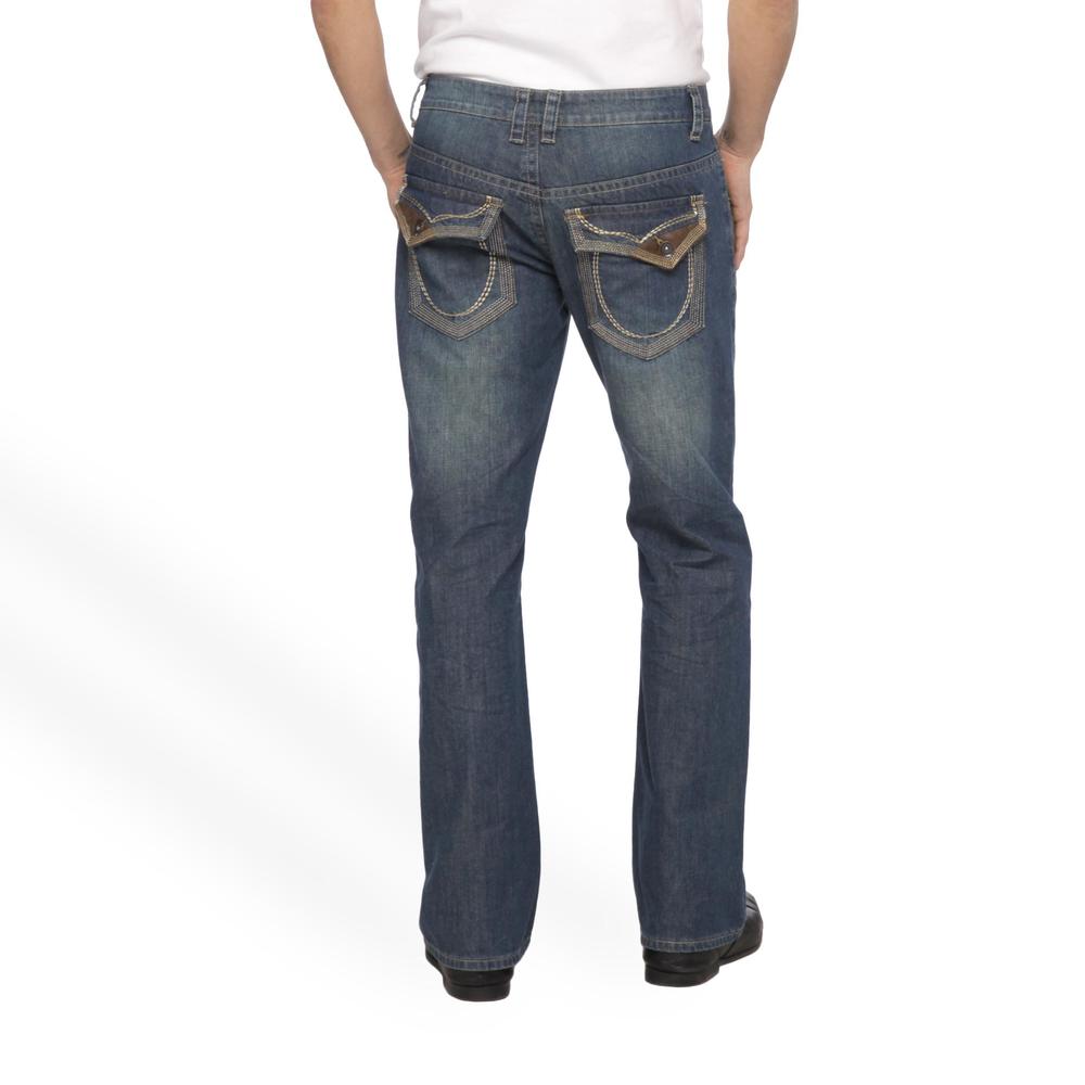 Route 66 Men's Embellished Jeans - Faux Leather Pockets