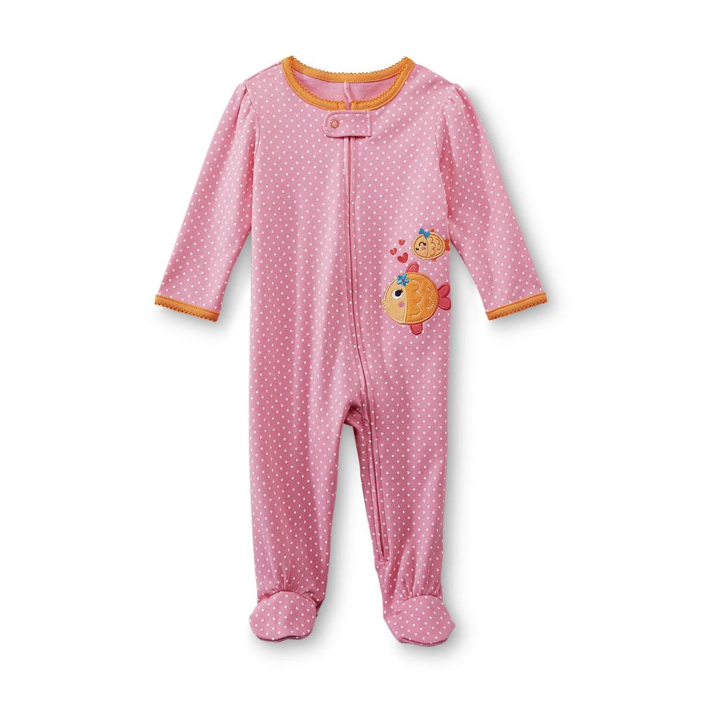 Little Wonders Newborn & Infant Girl's Footed Sleeper Pajamas - Flamingo & Polka Dots
