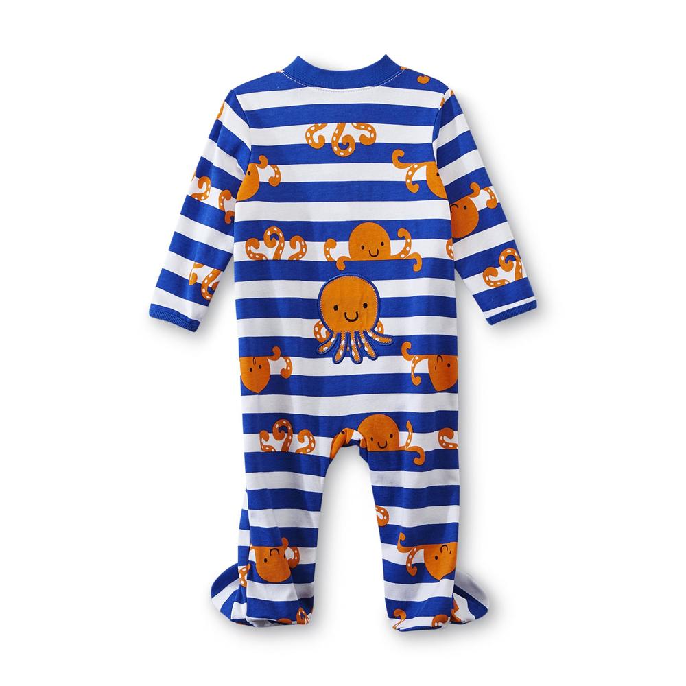 Little Wonders Newborn Boy's Striped Footed Sleeper Pajamas - Octopus
