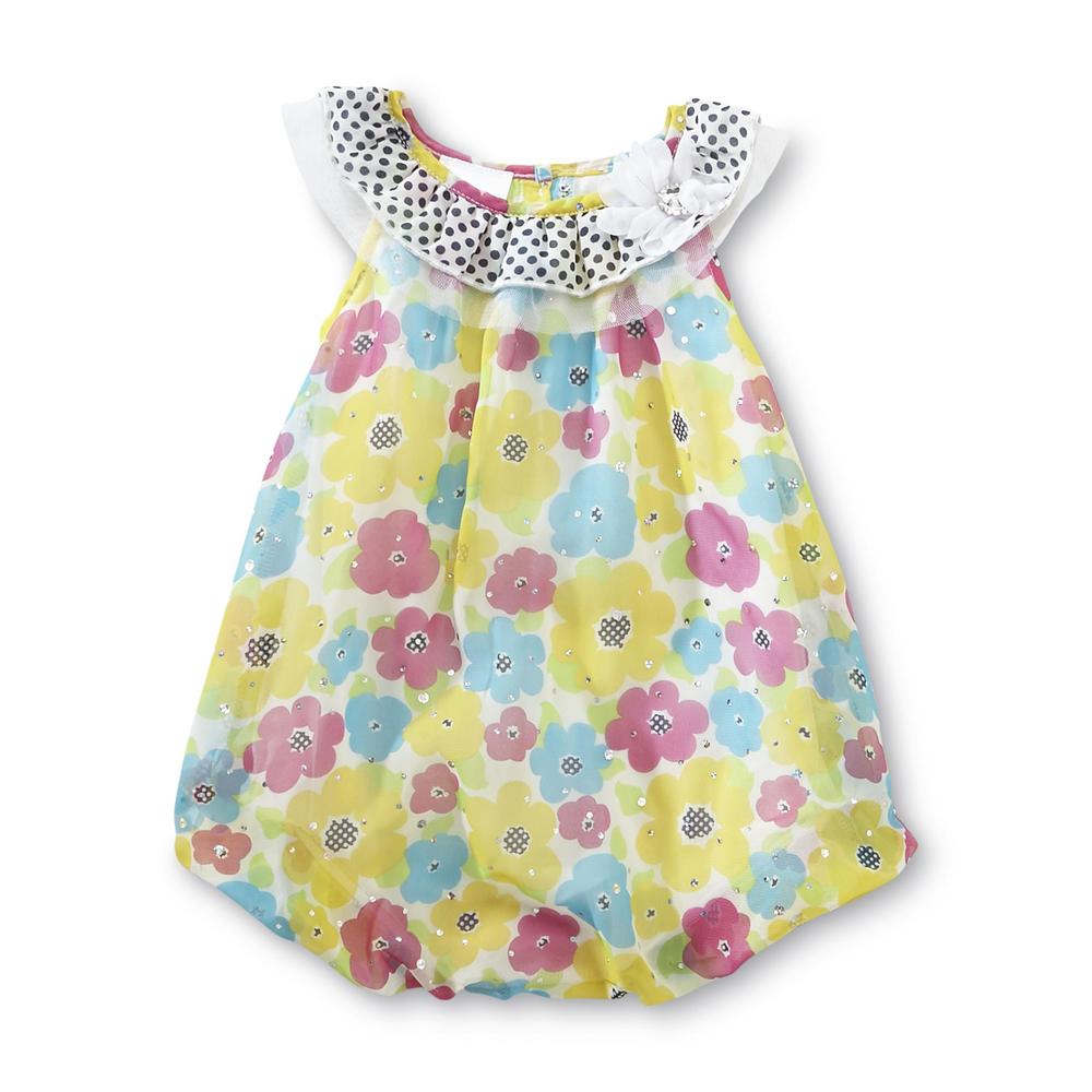 Small Wonders Newborn Girl's Bubble Dress - Floral Sparkles