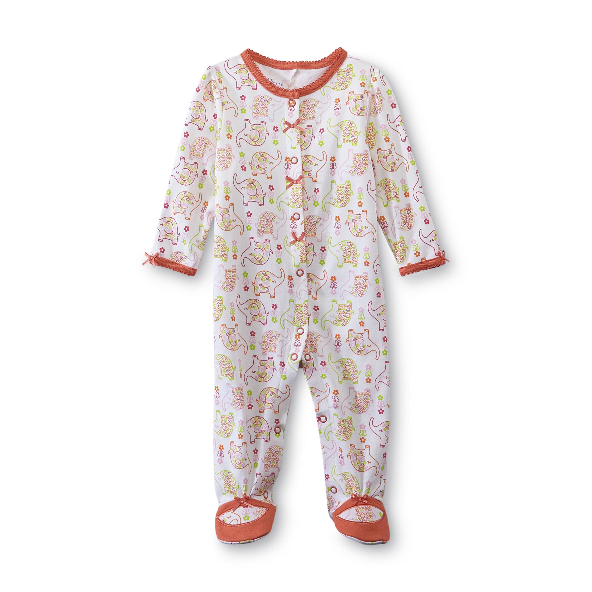 Little Wonders Newborn Girl's Footed Sleeper Pajamas - Elephants