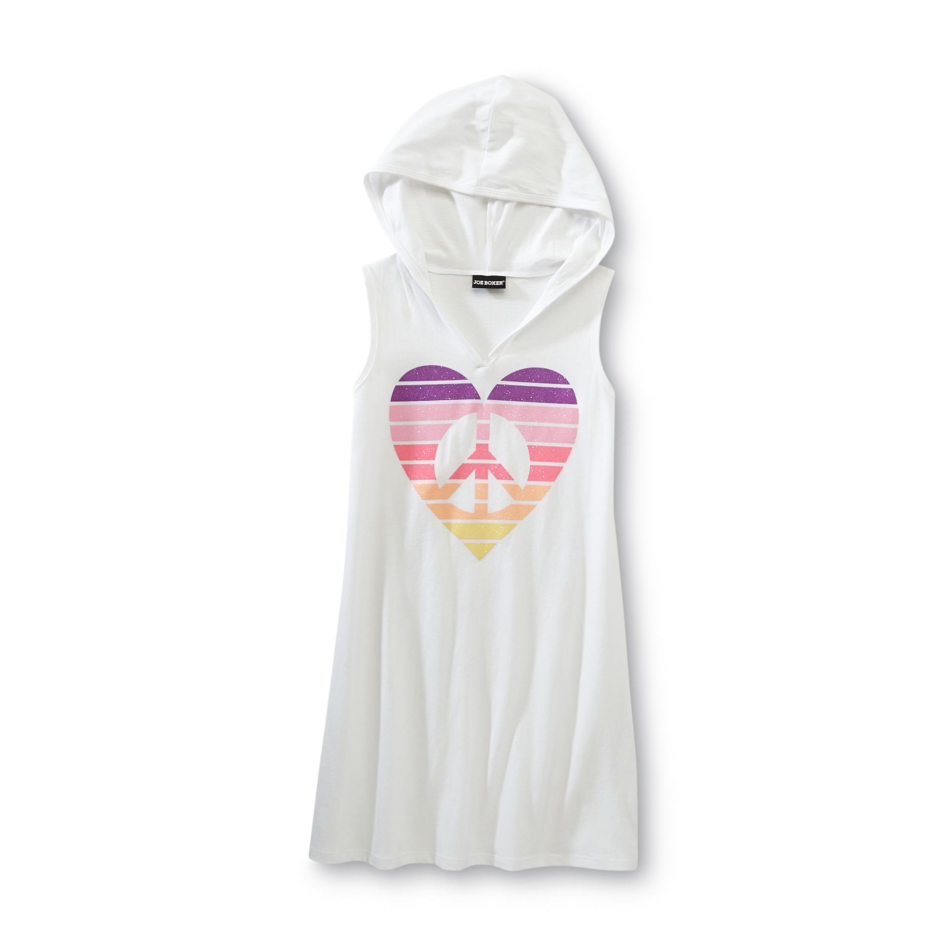 Joe Boxer Girl's Hooded Swim Cover-Up - Heart & Peace Sign