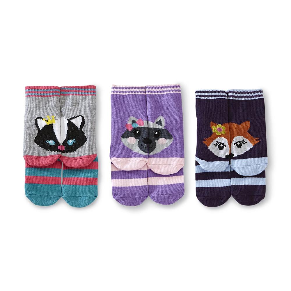 WonderKids Infant & Toddler Girl's 6-Pairs Low-Cut  Socks - Critters & Stripes