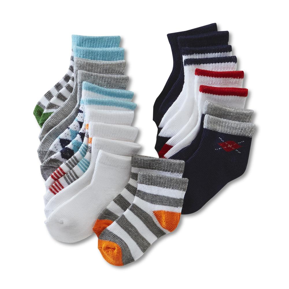 WonderKids Toddler Boy's 10-Pairs Ankle Socks - Argyle & Striped