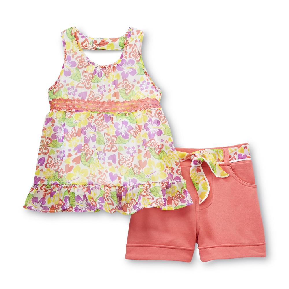 WonderKids Toddler Girl's Sleeveless Dress & Shorts - Floral
