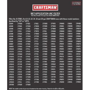 Craftsman Wet Application Vac Filter