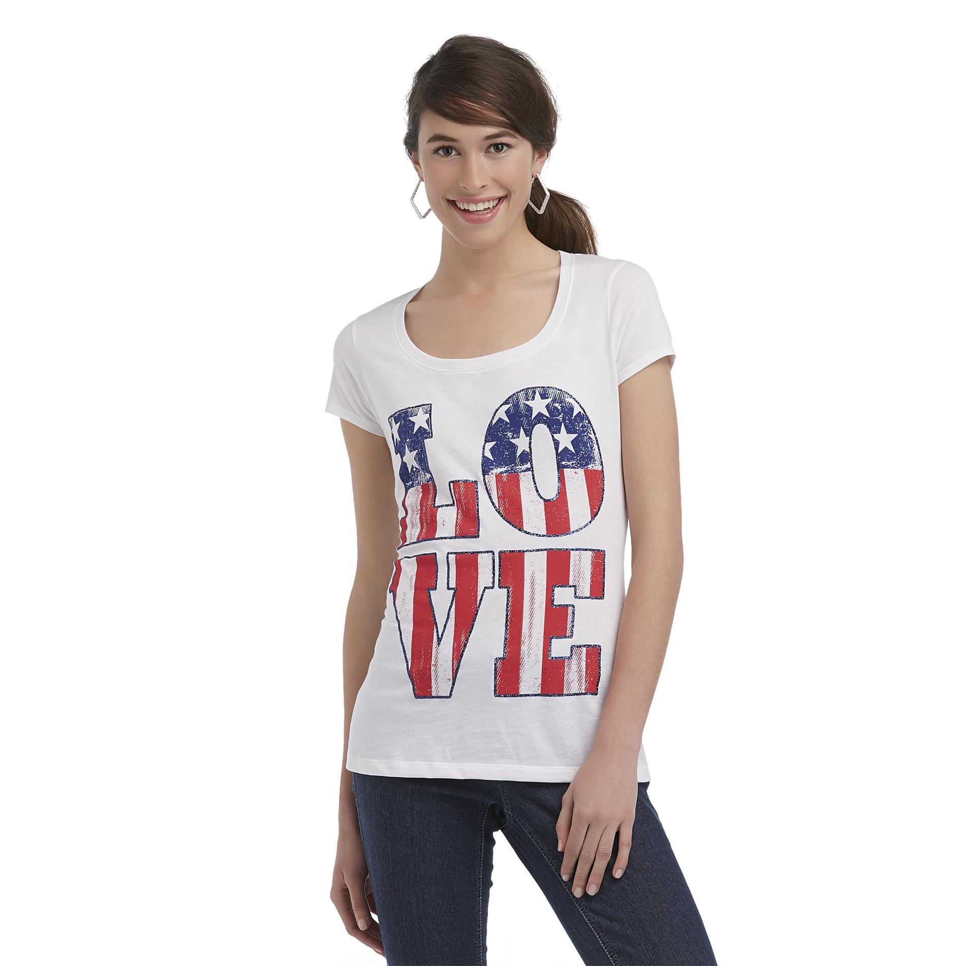 Junior's Embellished Graphic T-Shirt - Love America