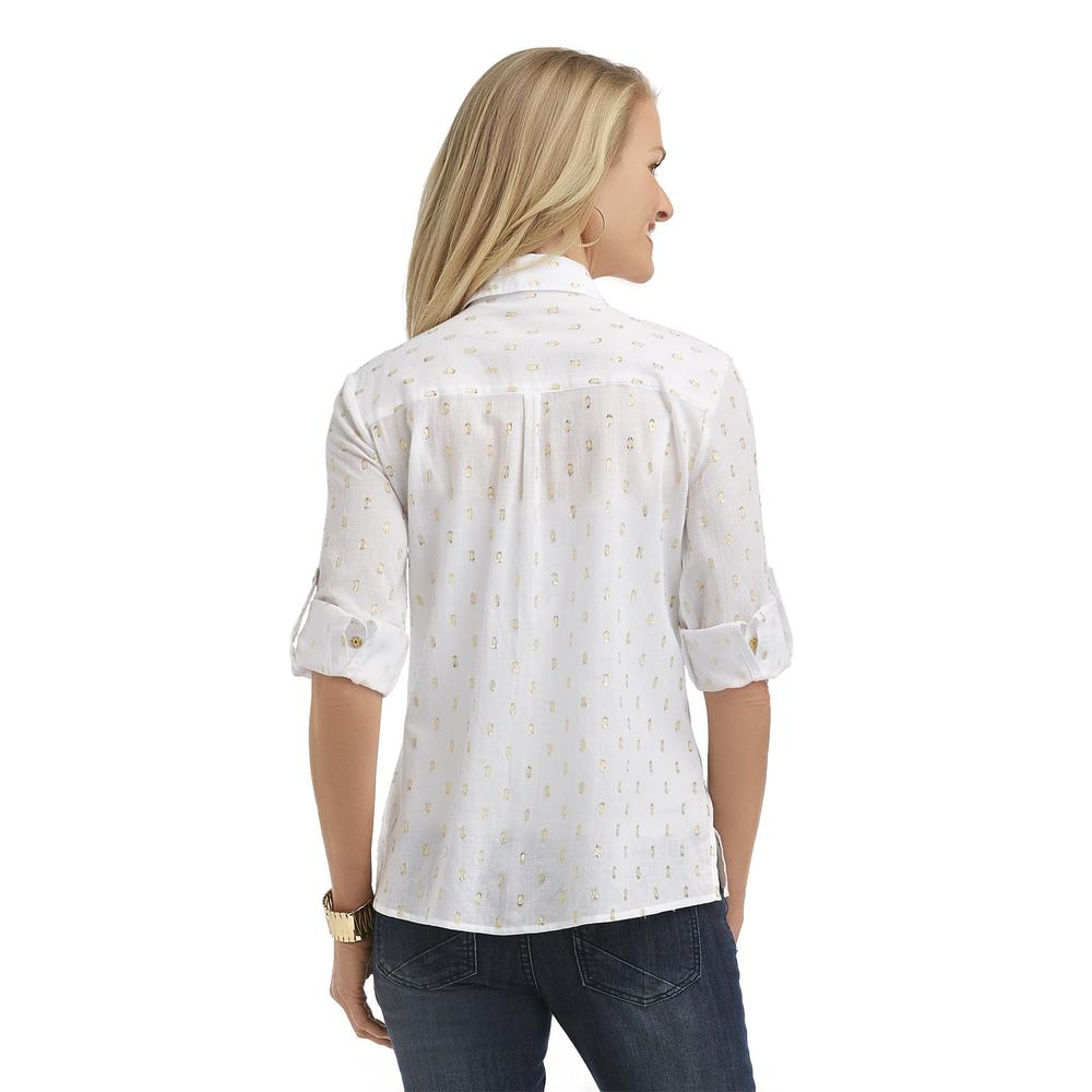 Jaclyn Smith Women's Button-Front Shirt - Dots