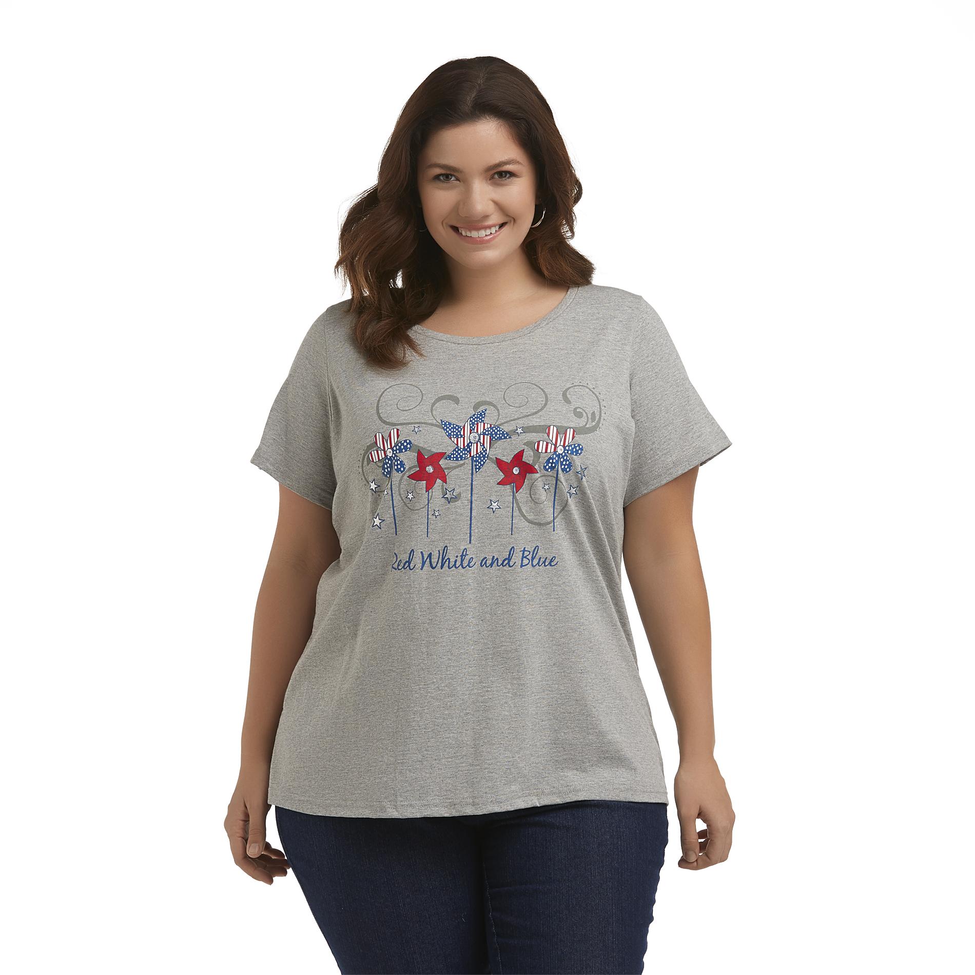 Holiday Editions Women's Plus Graphic T-Shirt - Red  White & Blue