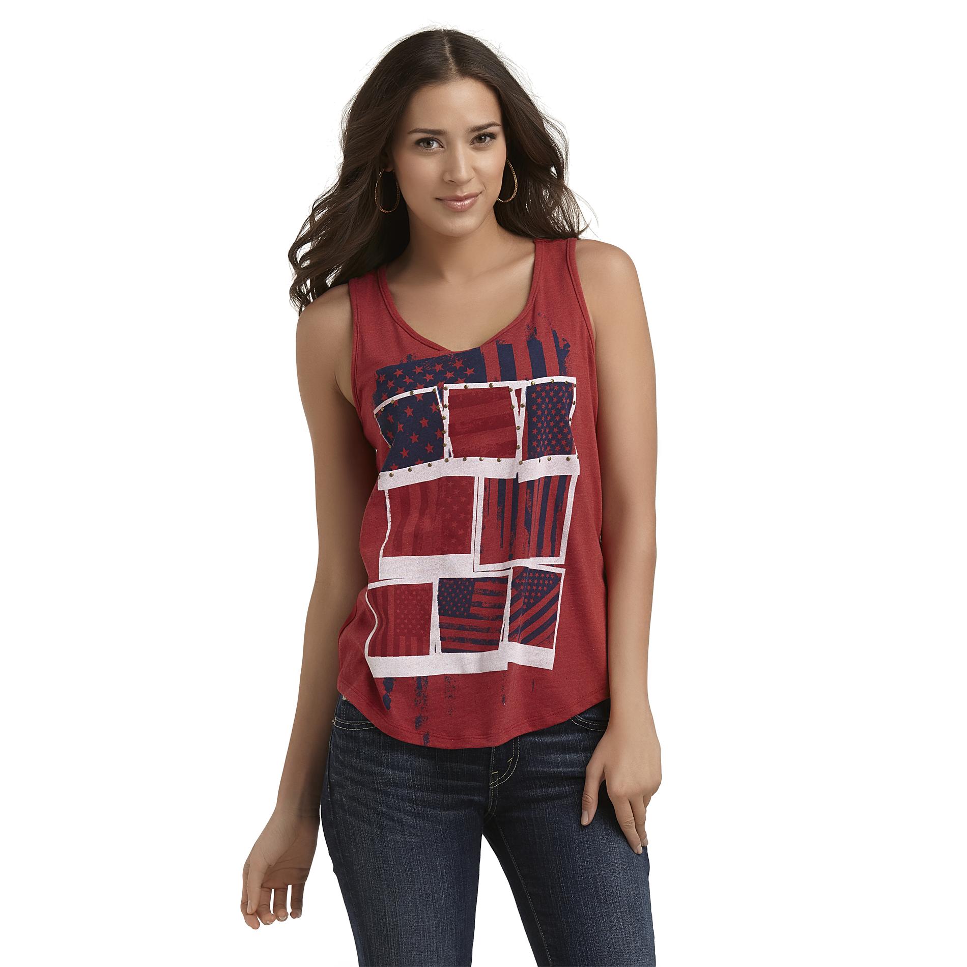 Route 66 Women's Graphic Tank Top - American Flag