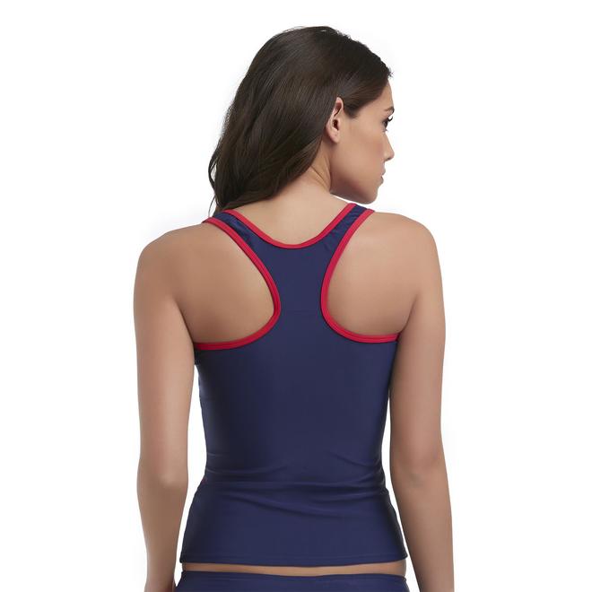 Athletech Women's Zipper Front Athletic Tankini Top Colorblock