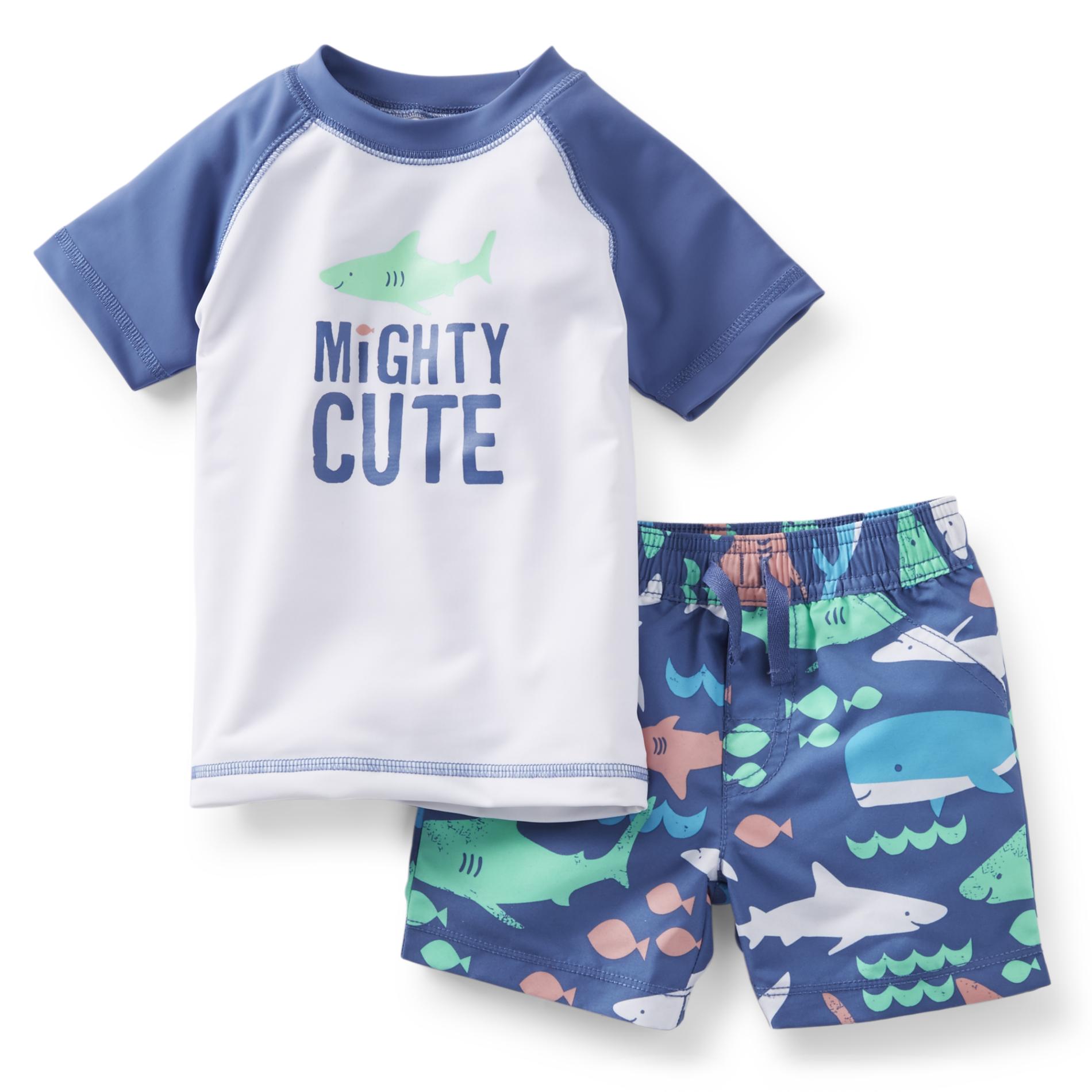 Carter's Newborn & Infant Boy's Rash Guard Shirt & Swim Shorts - Sharks