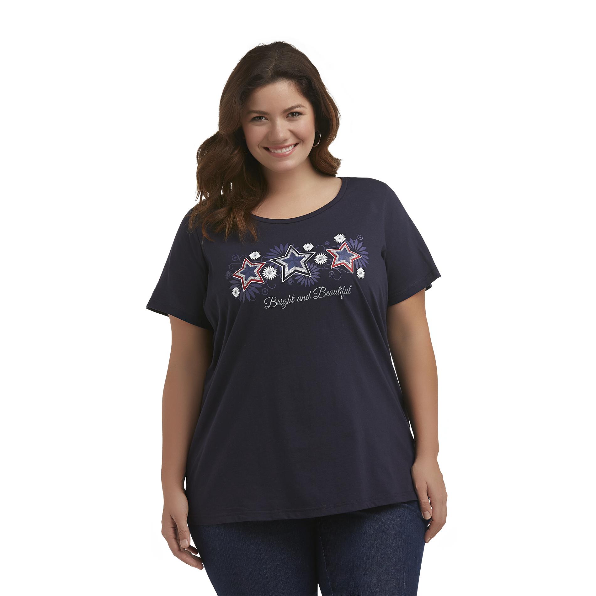 Holiday Editions Women's Plus Graphic T-Shirt - Stars