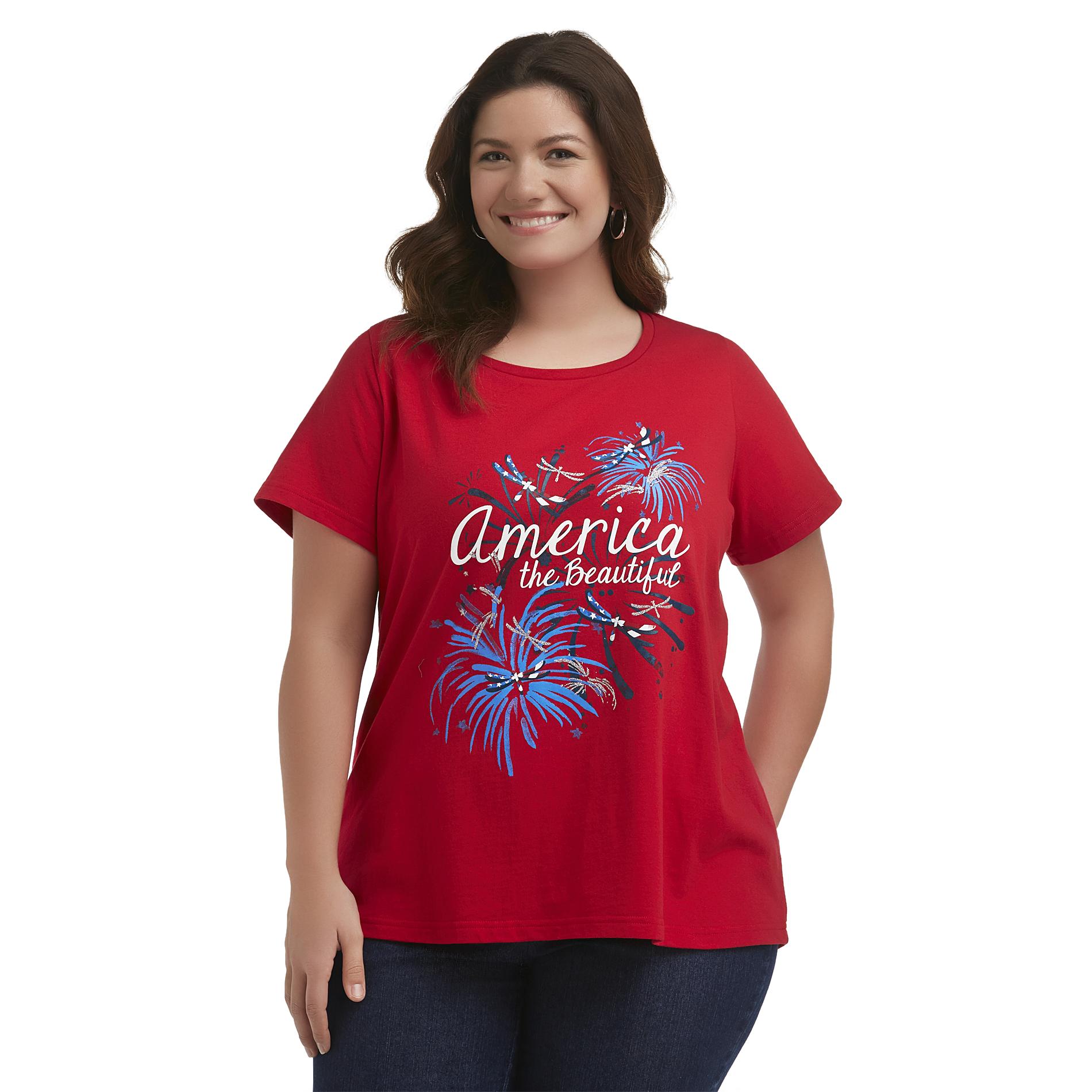 Holiday Editions Women's Plus Graphic T-Shirt - Fireworks