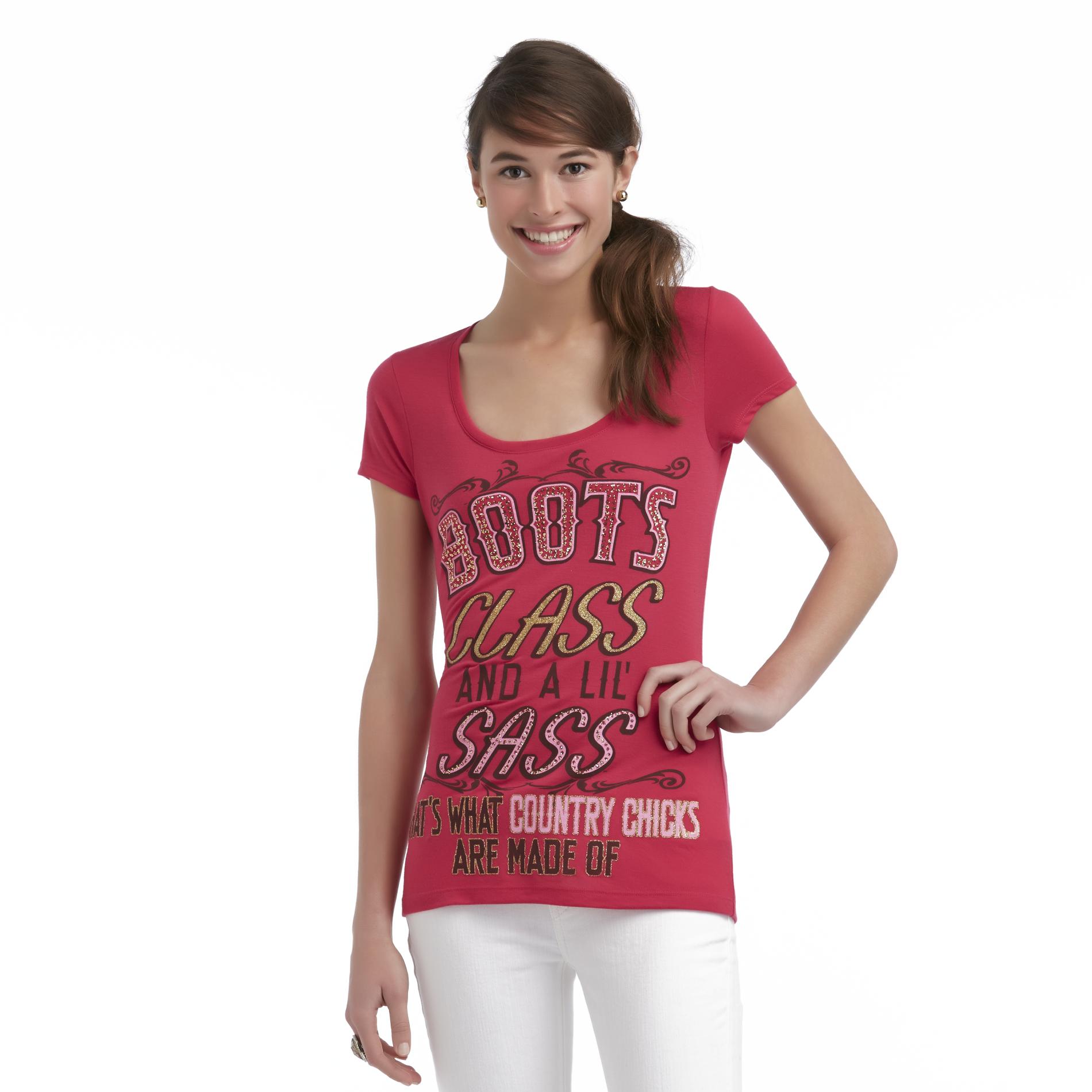 Junior's Embellished Graphic T-Shirt - Country Chicks