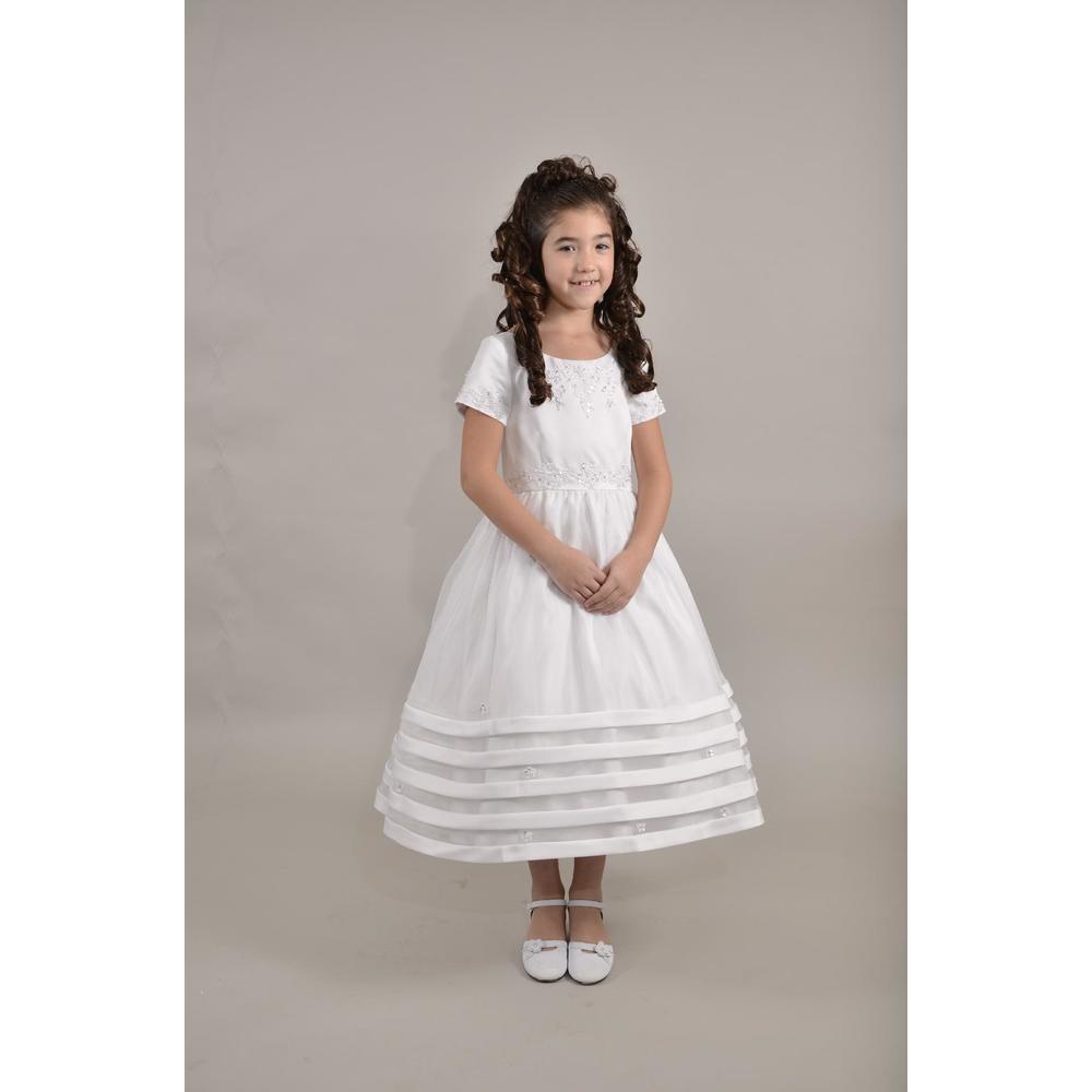 Sweetie Pie Collection Satin and Organza Communion Dress and First Communion Dress with Cap Sleeve