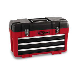 Craftsman 3 Drawer Plastic Metal Portable Chest Red Black