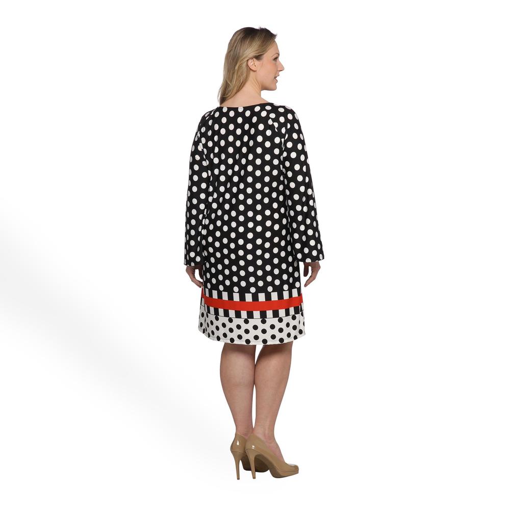 JBS Women's Plus Long-Sleeve Dress - Polka Dots