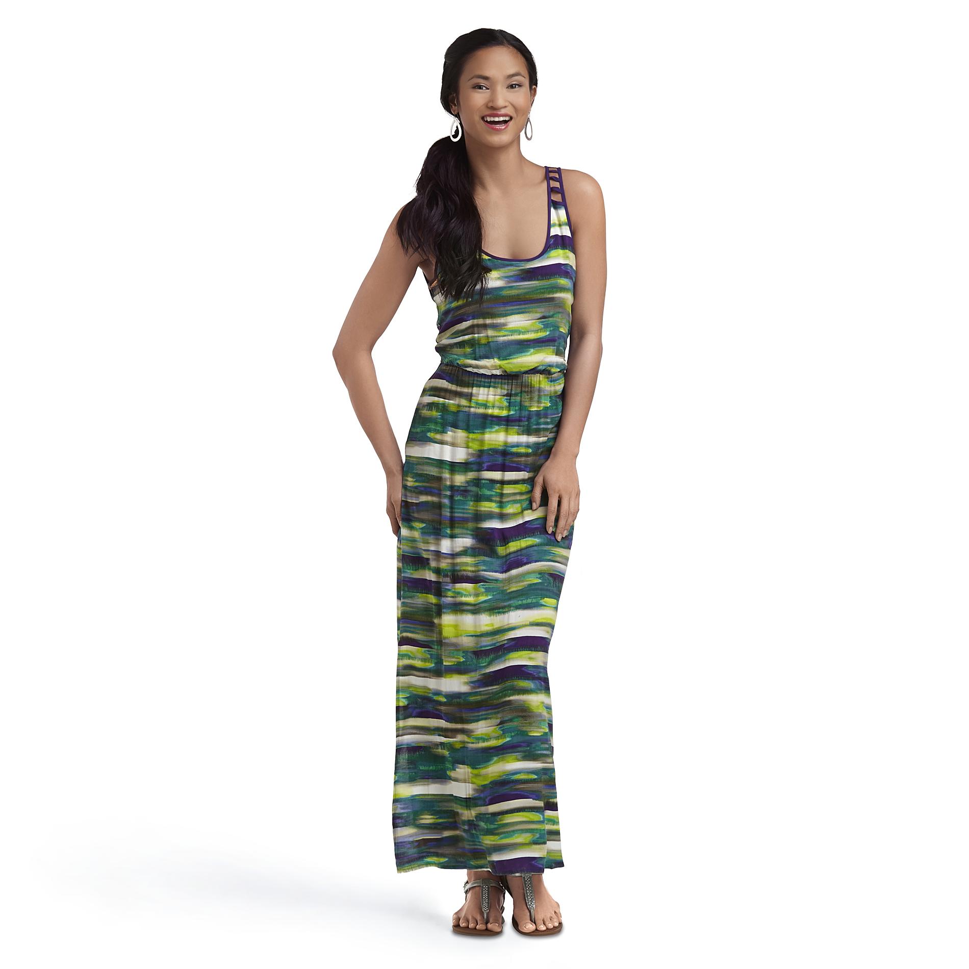 Attention Women's Strappy Maxi Dress - Abstract Stripes Online Exclusive
