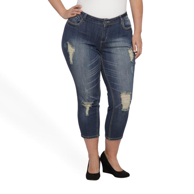 Bongo Junior's Plus Destroyed Denim Capris