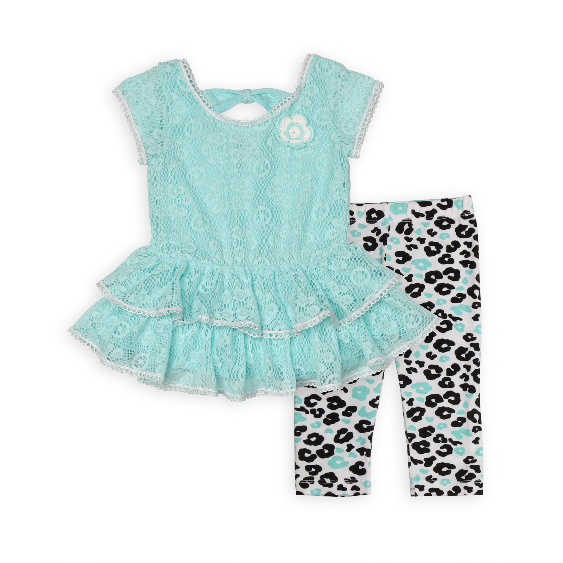 Little Lass Infant & Toddler Girl's Lace Tunic & Leggings - Leopard Print