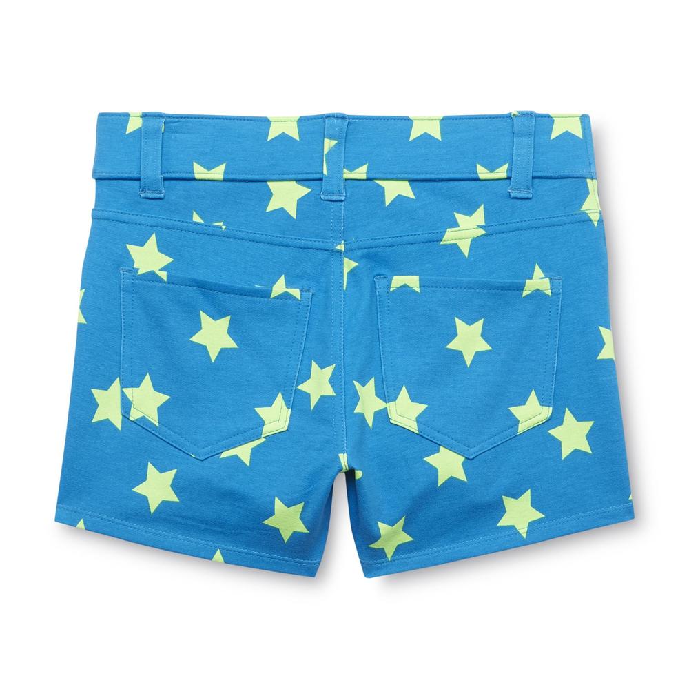 Piper Girl's French Terry Shorts - Neon Star Print