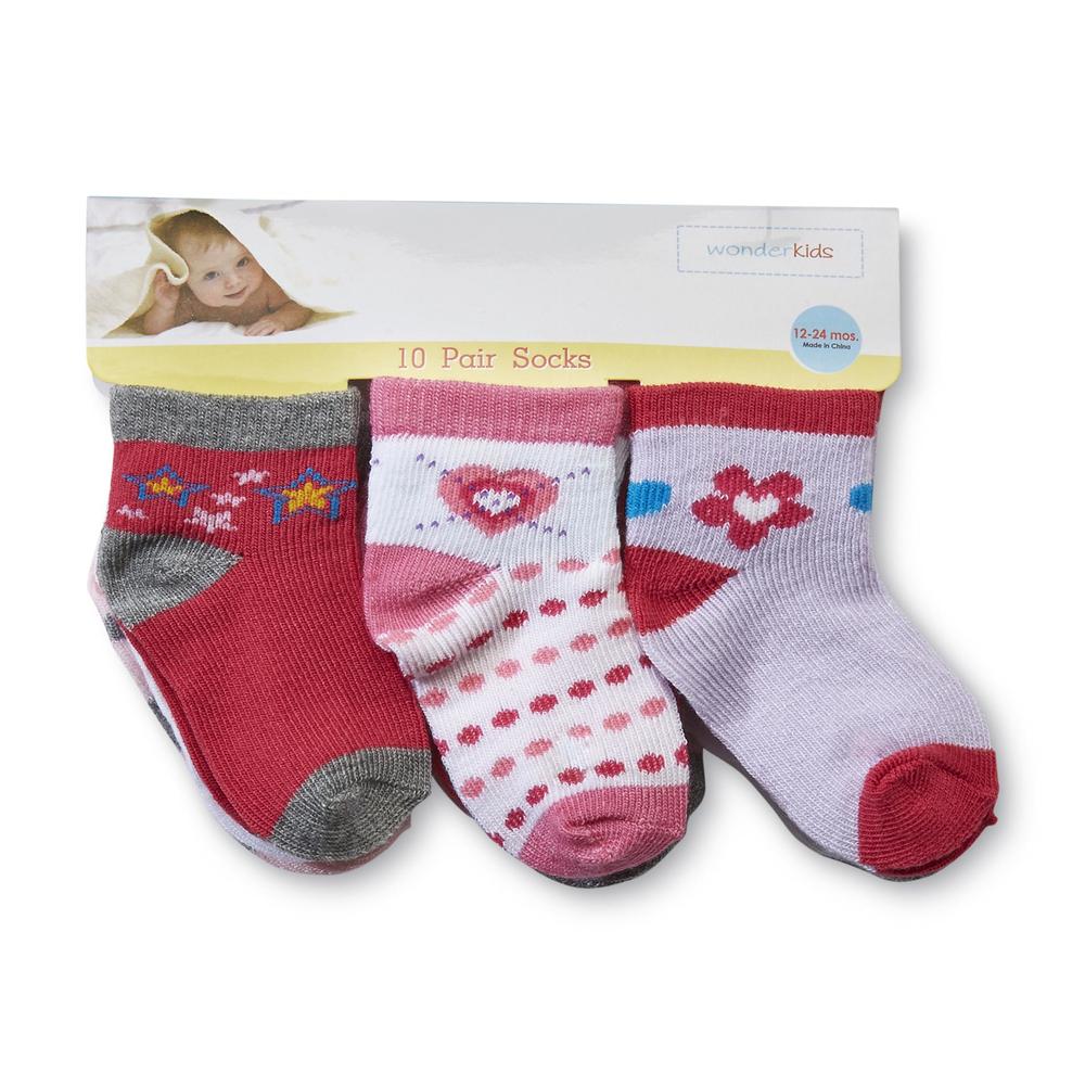 WonderKids Infant & Toddler Girl's 10-Pairs Low Cut Socks - Multi-Print