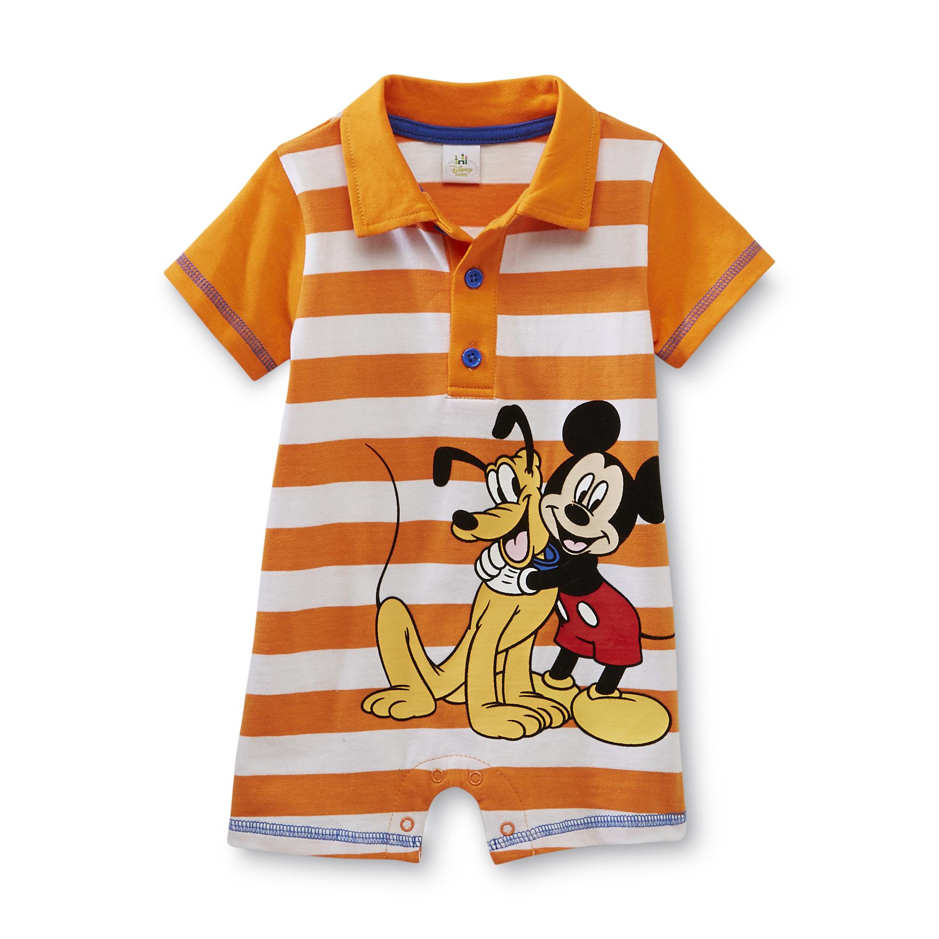 Disney Newborn & Infant Boy's Polo Romper - Mickey Mouse & Pluto