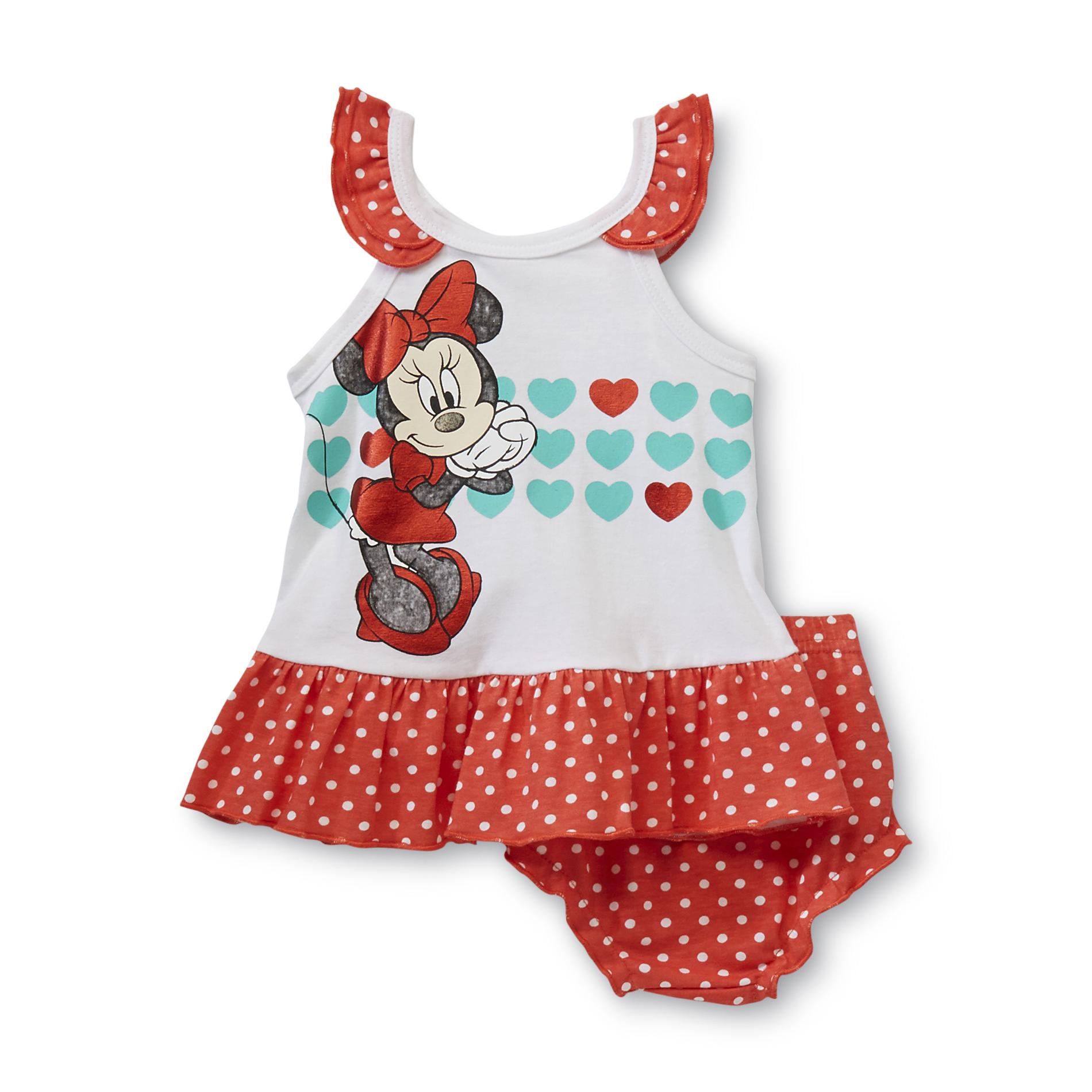 Disney Newborn & Infant Girl's Dress & Diaper Cover - Minnie Mouse