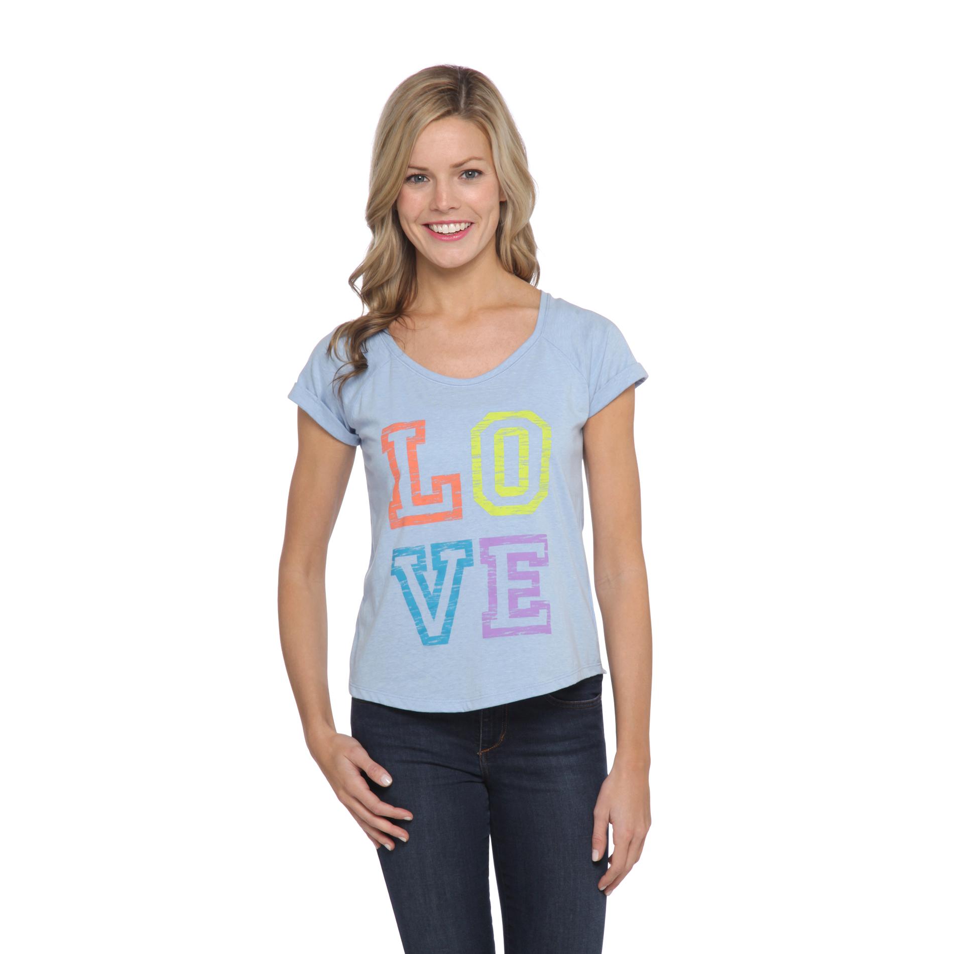 Route 66 Women's Glittery Graphic T-Shirt - Love