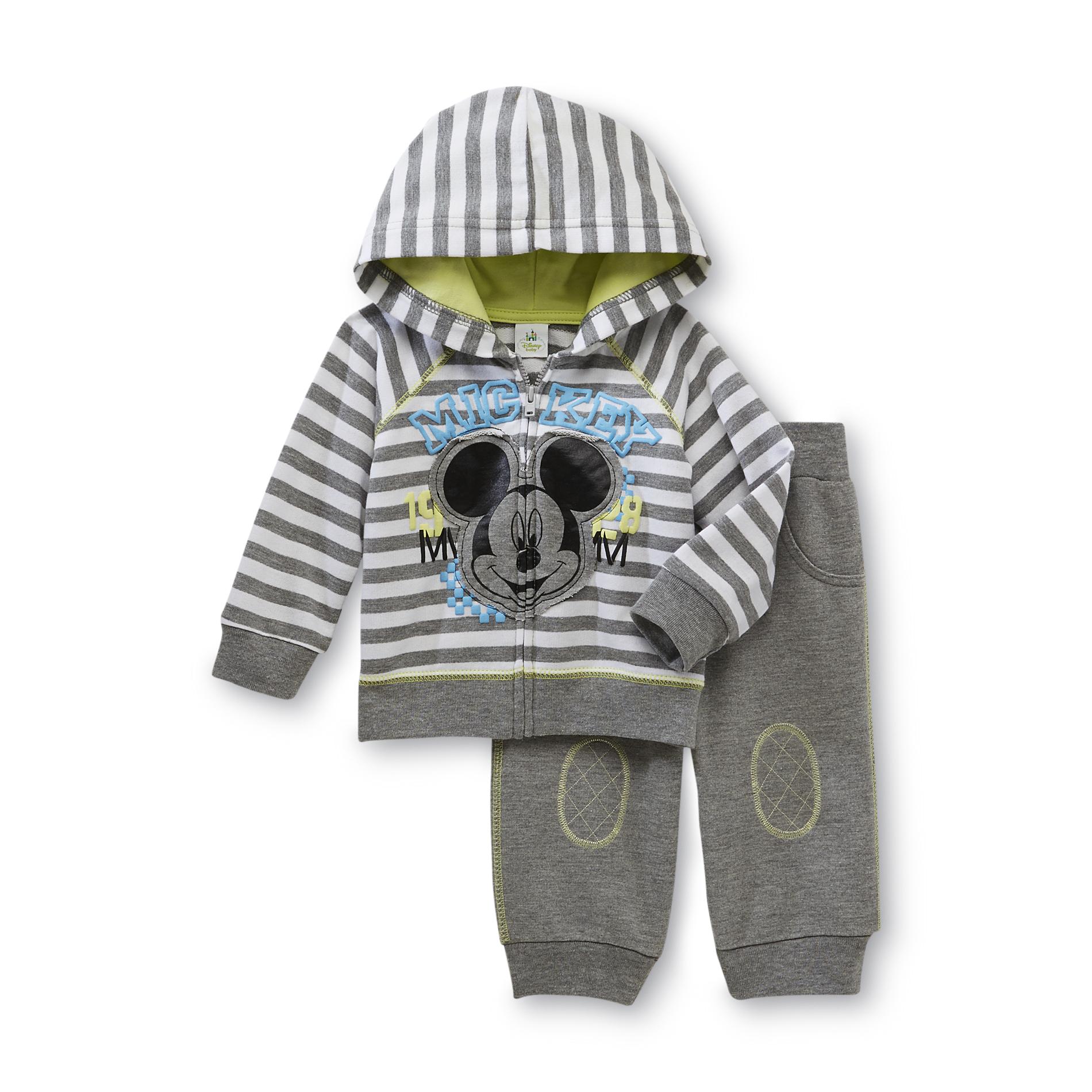 Disney Mickey Mouse Newborn Boy's Hoodie Jacket & Sweatpants - Striped
