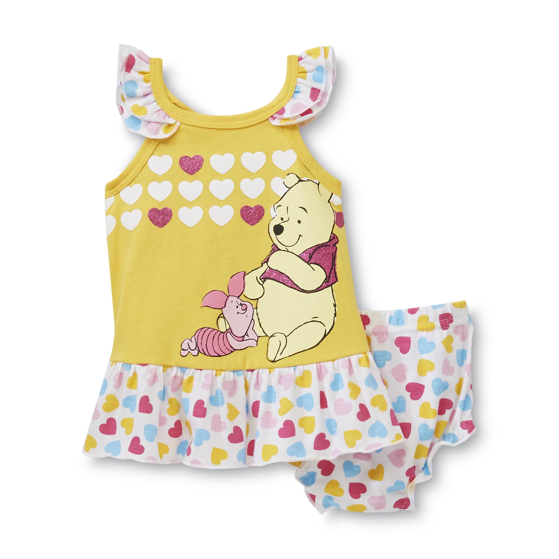 Disney Newborn & Infant Girl's Dress & Diaper Cover - Winnie The Pooh