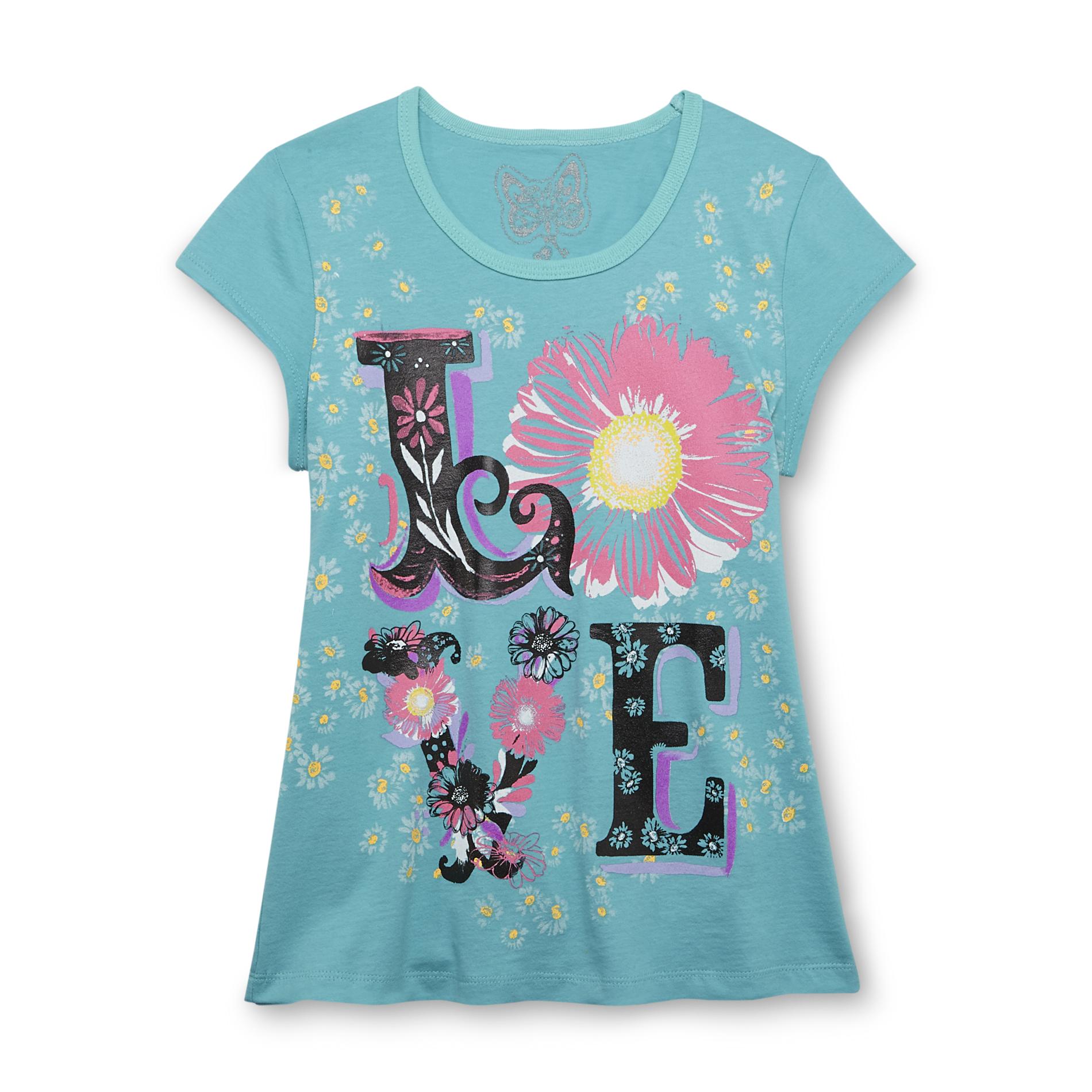 Self Esteem Girl's Cap Sleeve Graphic T-Shirt - Floral