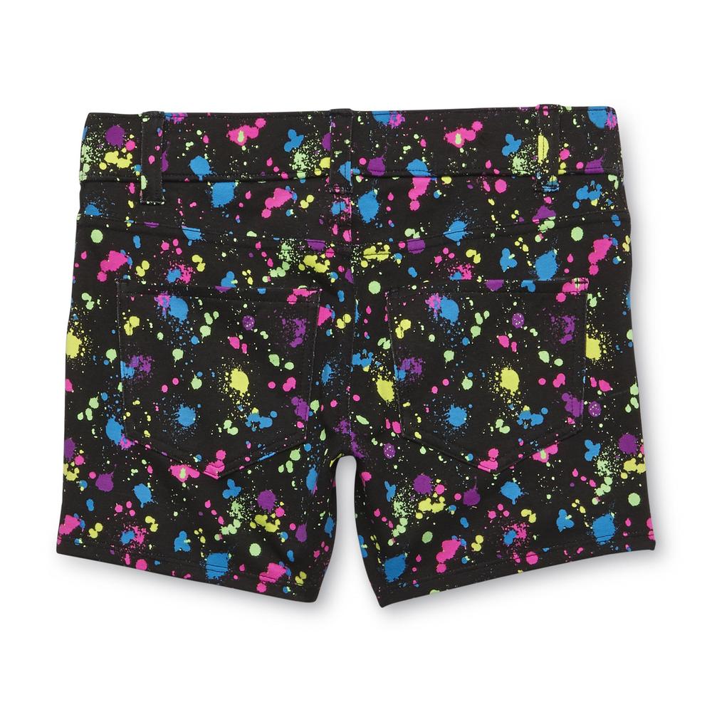 Piper Girl's French Terry Shorts - Neon Paint Splatter
