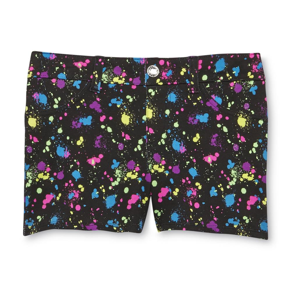 Piper Girl's French Terry Shorts - Neon Paint Splatter