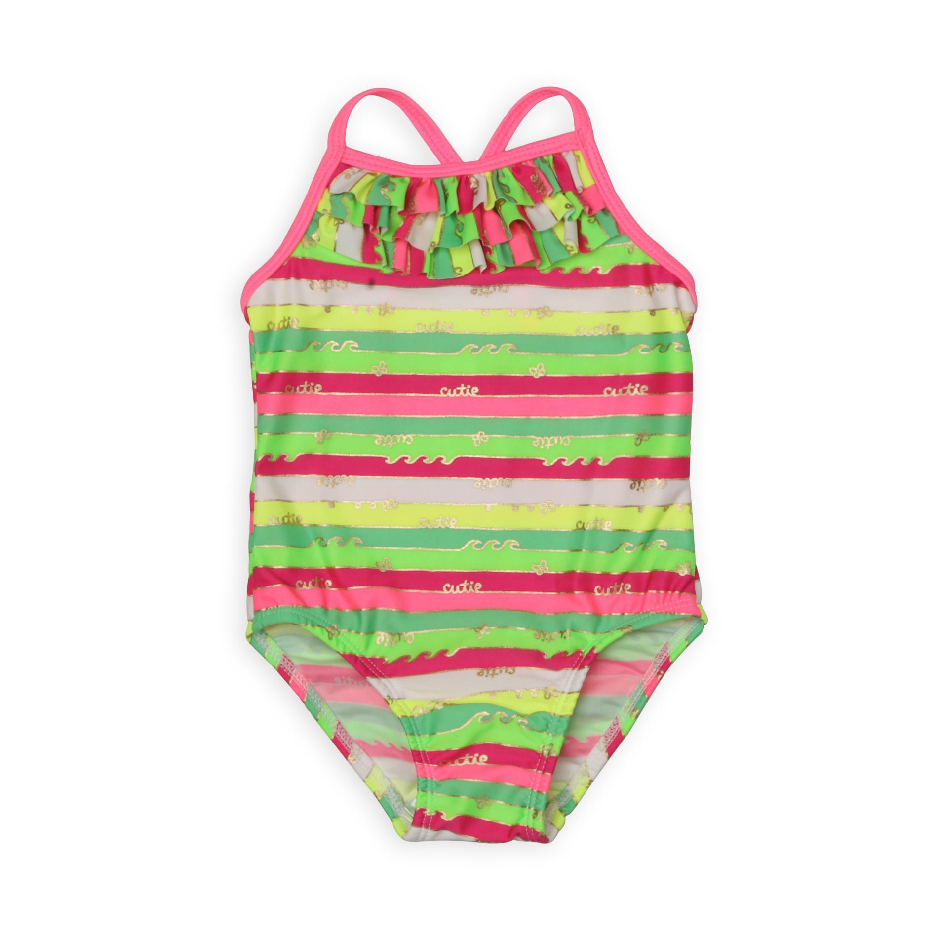 Joe Boxer Infant & Toddler Girl's Ruffled-Front Swimsuit - Striped